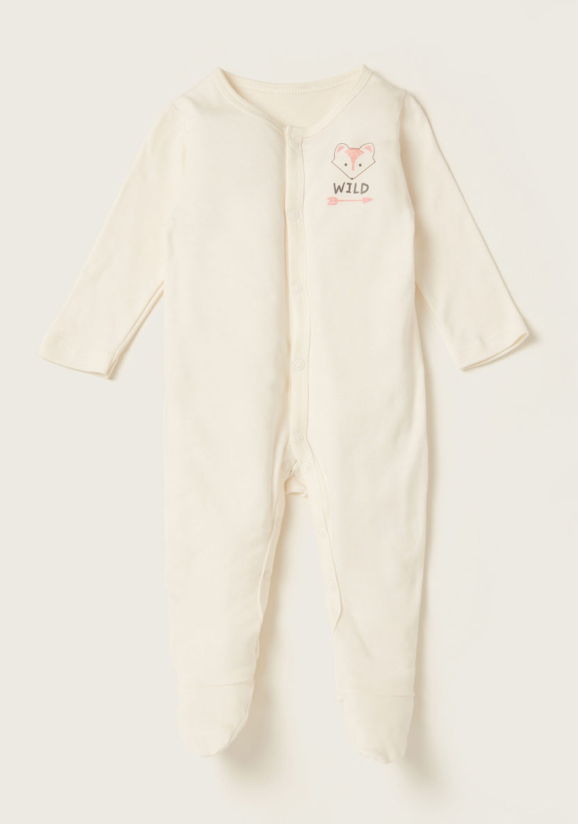 Juniors Printed Long Sleeves Sleepsuit - Set of 3-Sleepsuits-image-1