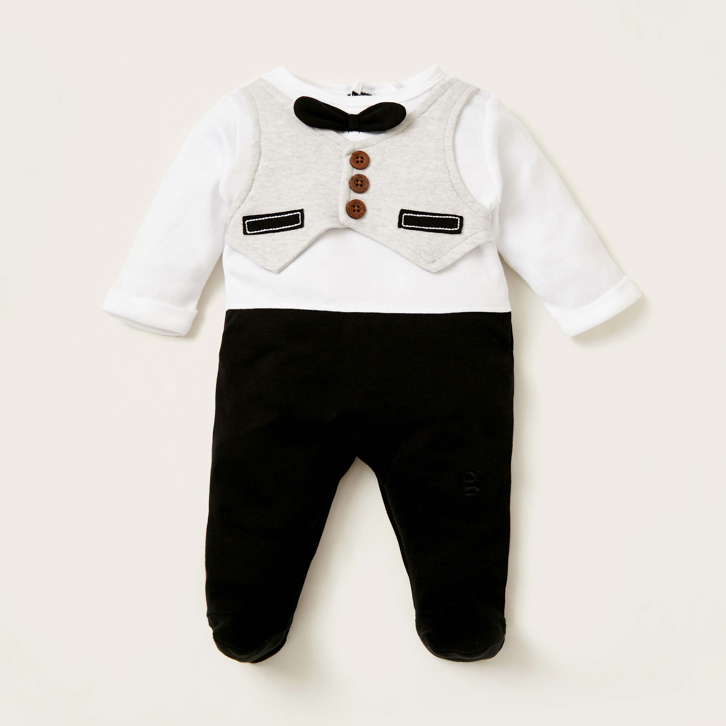Giggles Textured Closed Feet Sleepsuit with Press Button Closure-baby-boys-clothing-nightwear-sleepsuits-image-1