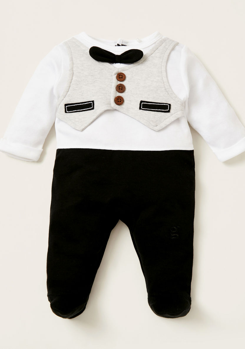 Giggles Textured Closed Feet Sleepsuit with Press Button Closure-Sleepsuits-image-0