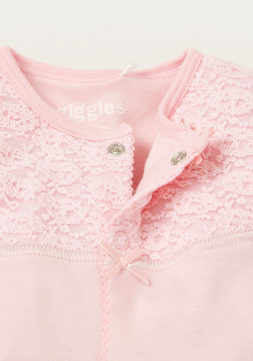 Giggles Lace Detail Closed Feet Sleepsuit with Long Sleeves-Sleepsuits-image-2