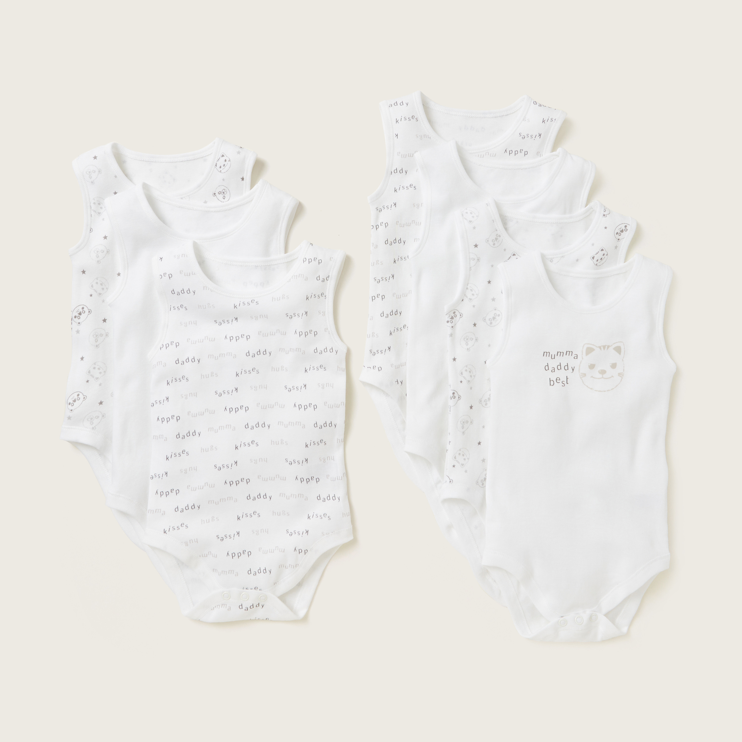Juniors Printed Sleeveless Bodysuit with Round Neck - Pack of 7-baby-boys-clothing-multipacks-image-1