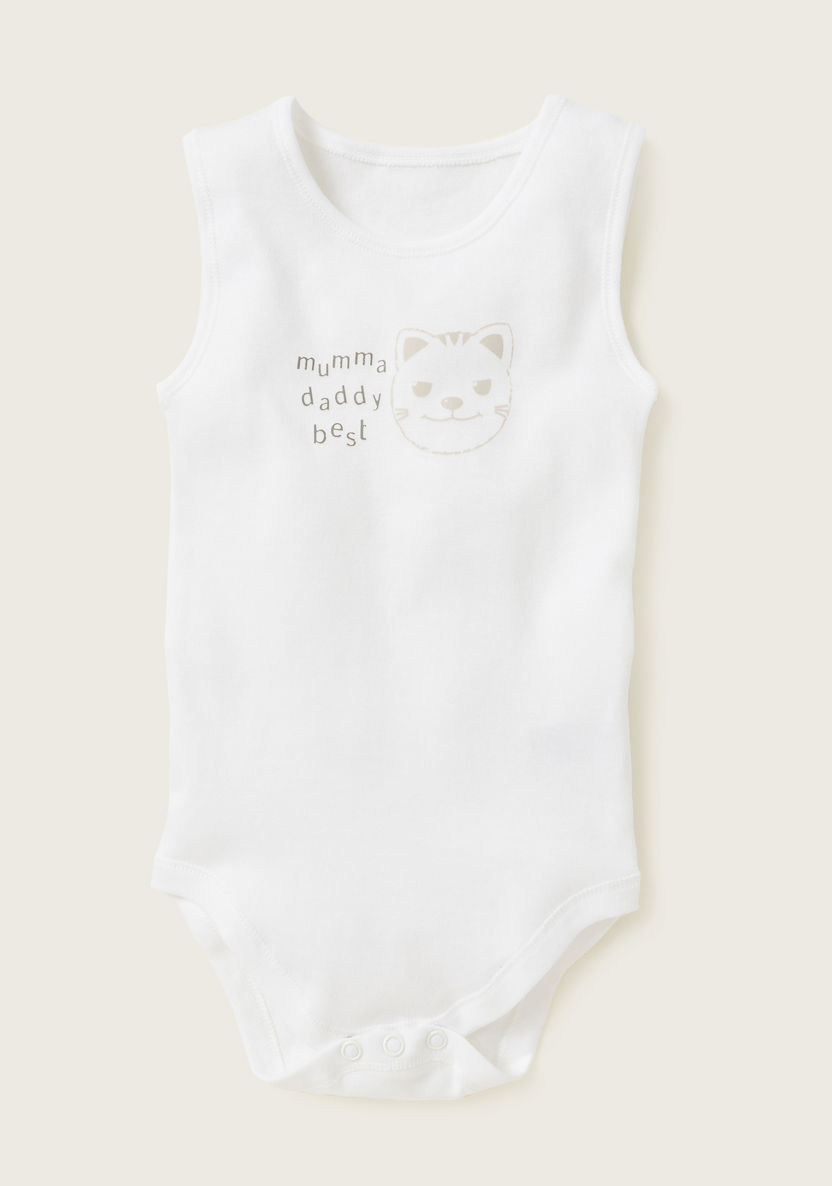 Juniors Printed Sleeveless Bodysuit with Round Neck - Pack of 7-Bodysuits-image-1