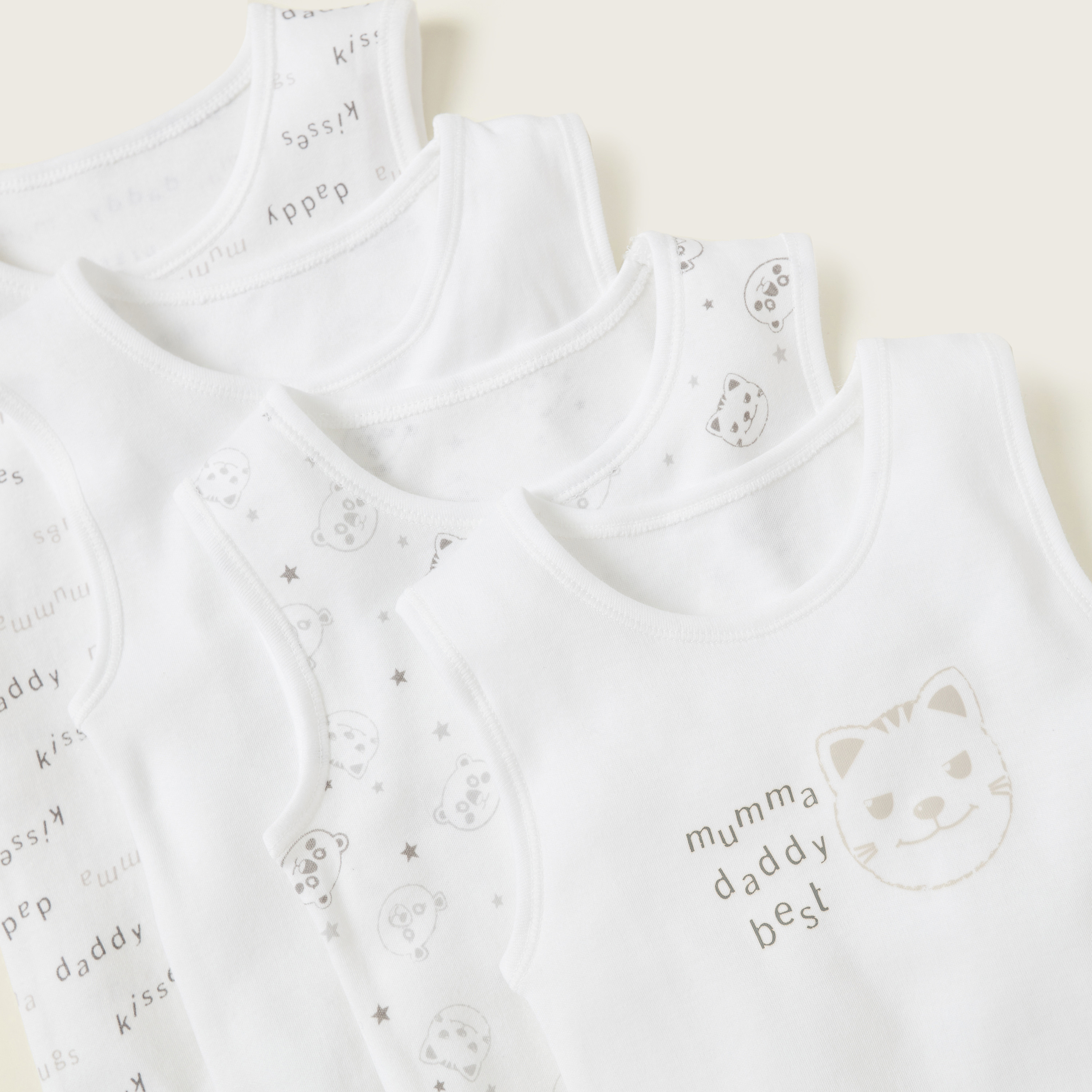 Juniors Printed Sleeveless Bodysuit with Round Neck - Pack of 7-baby-boys-clothing-multipacks-image-3