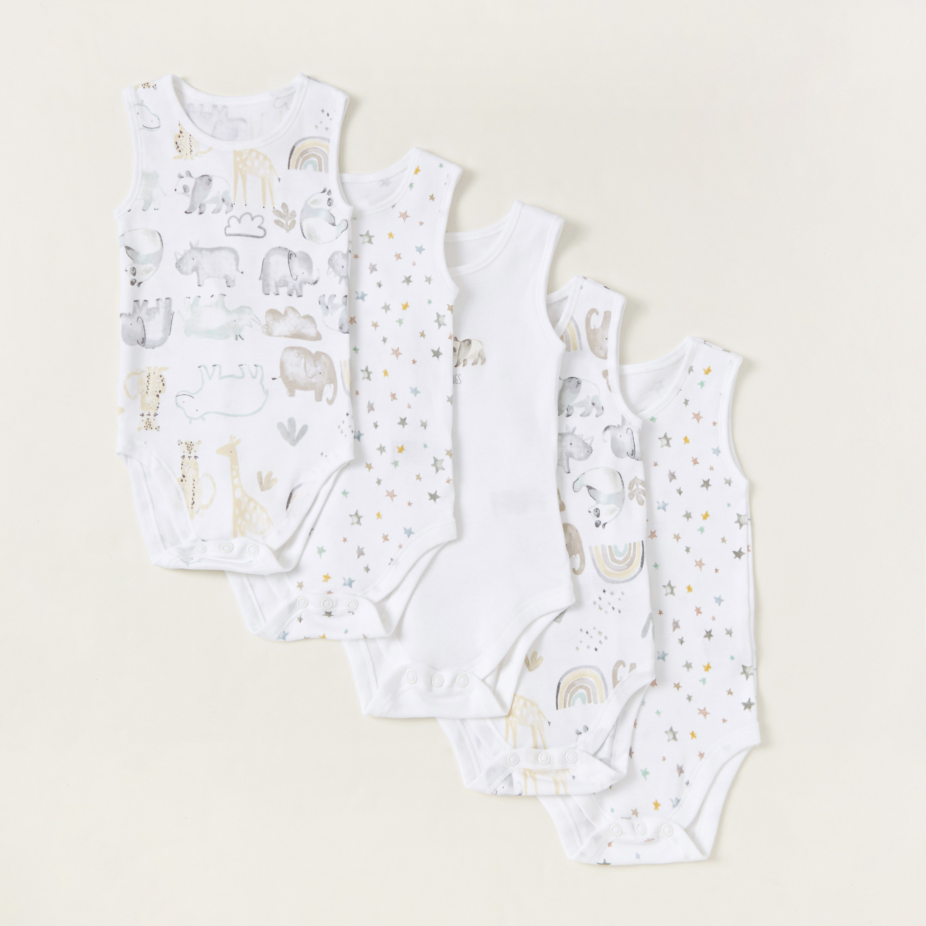 طقم بودي سوت متنوع بطبعات من جونيوز - 5 قطع-baby-girls-clothing-bodysuits-image-1