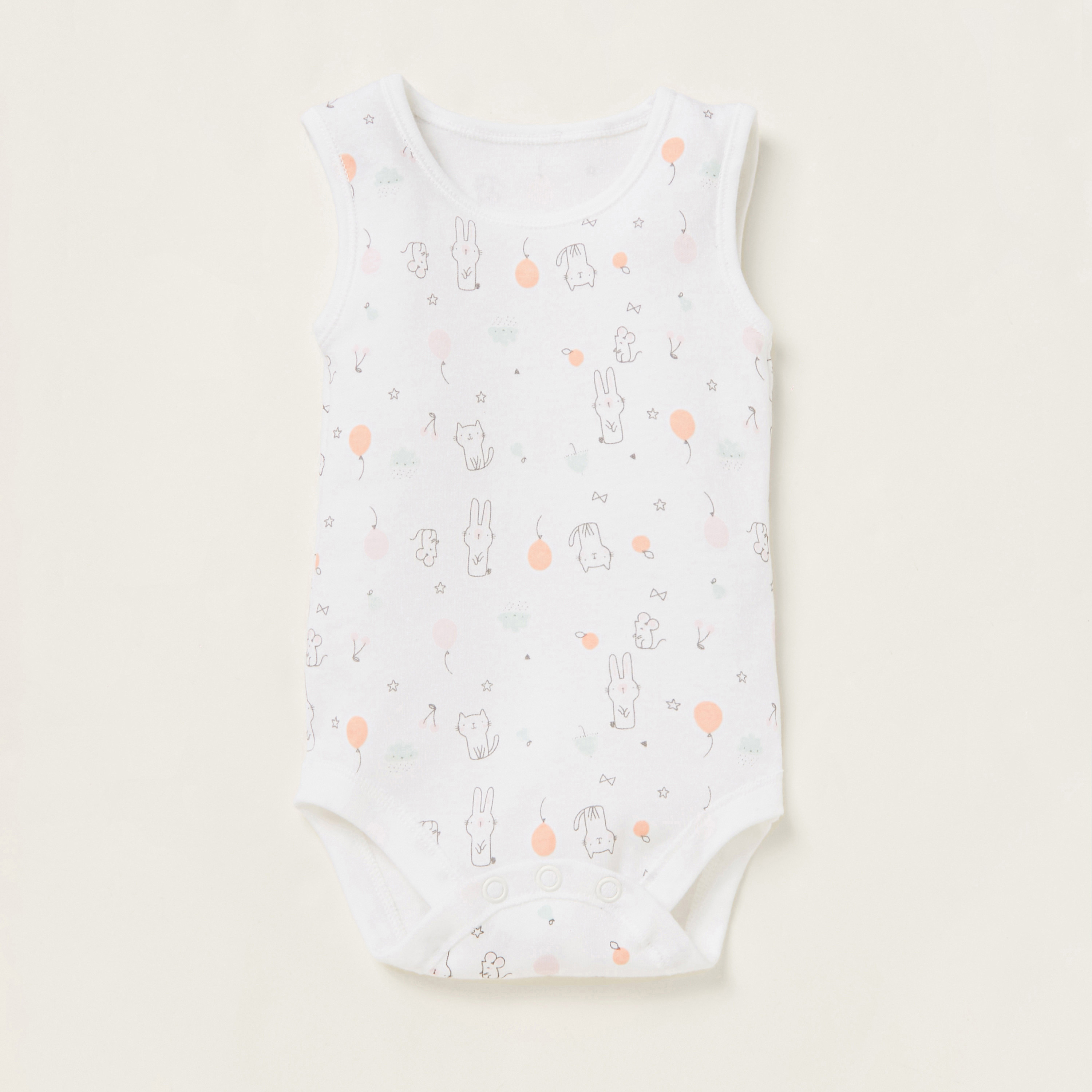 Juniors Printed Sleeveless Bodysuit - Set of 5-baby-girls-clothing-bodysuits-image-2