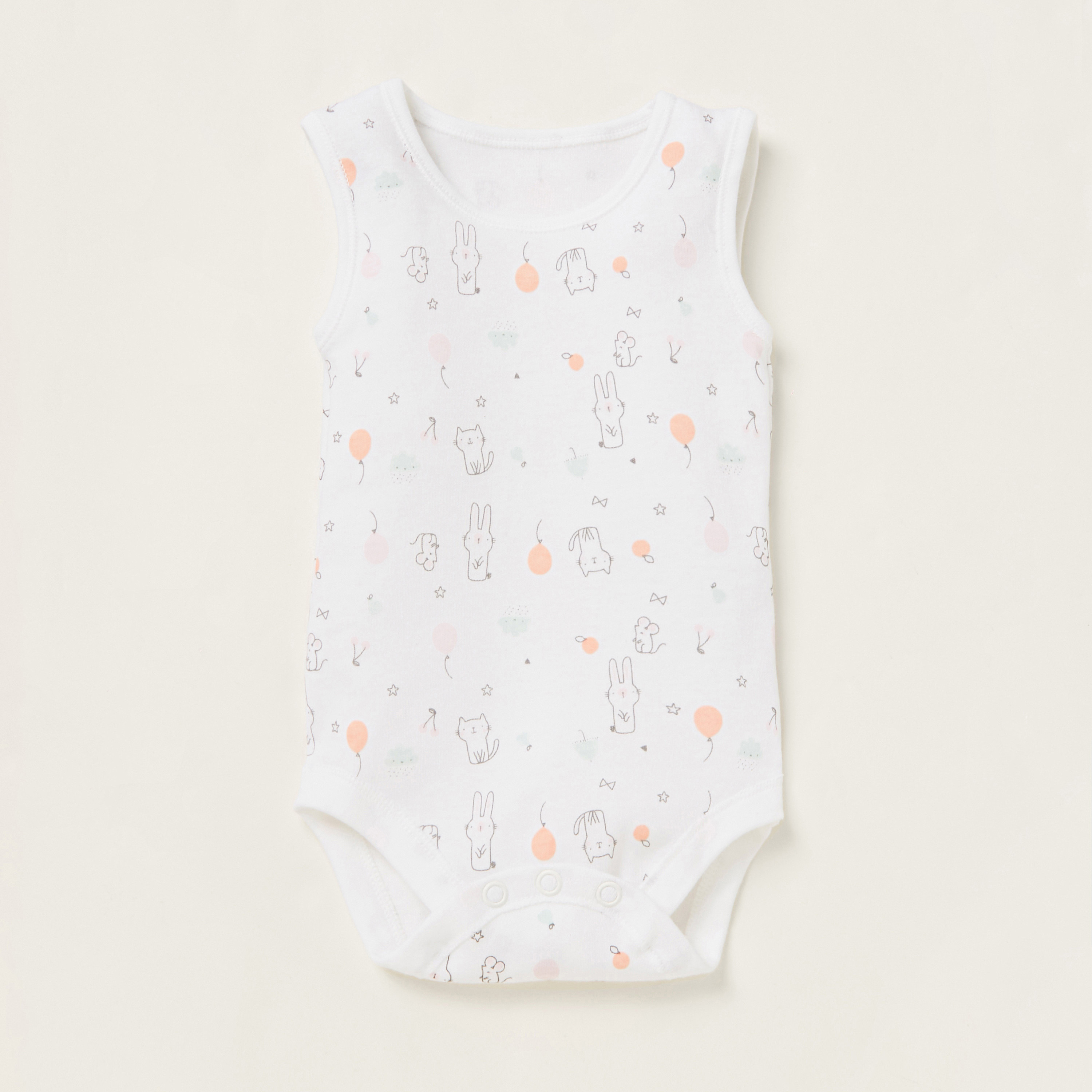 Juniors Printed Sleeveless Bodysuit - Set of 5-baby-girls-clothing-bodysuits-image-3