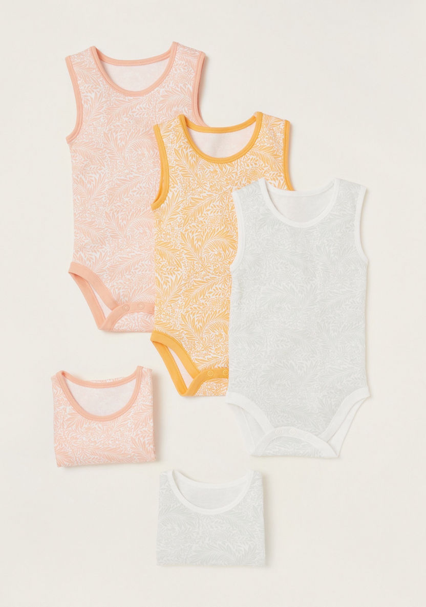 Juniors Printed Sleeveless Bodysuit - Set of 5-Multipacks-image-0