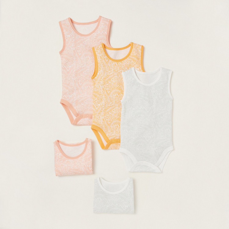 Juniors Printed Sleeveless Bodysuit - Set of 5