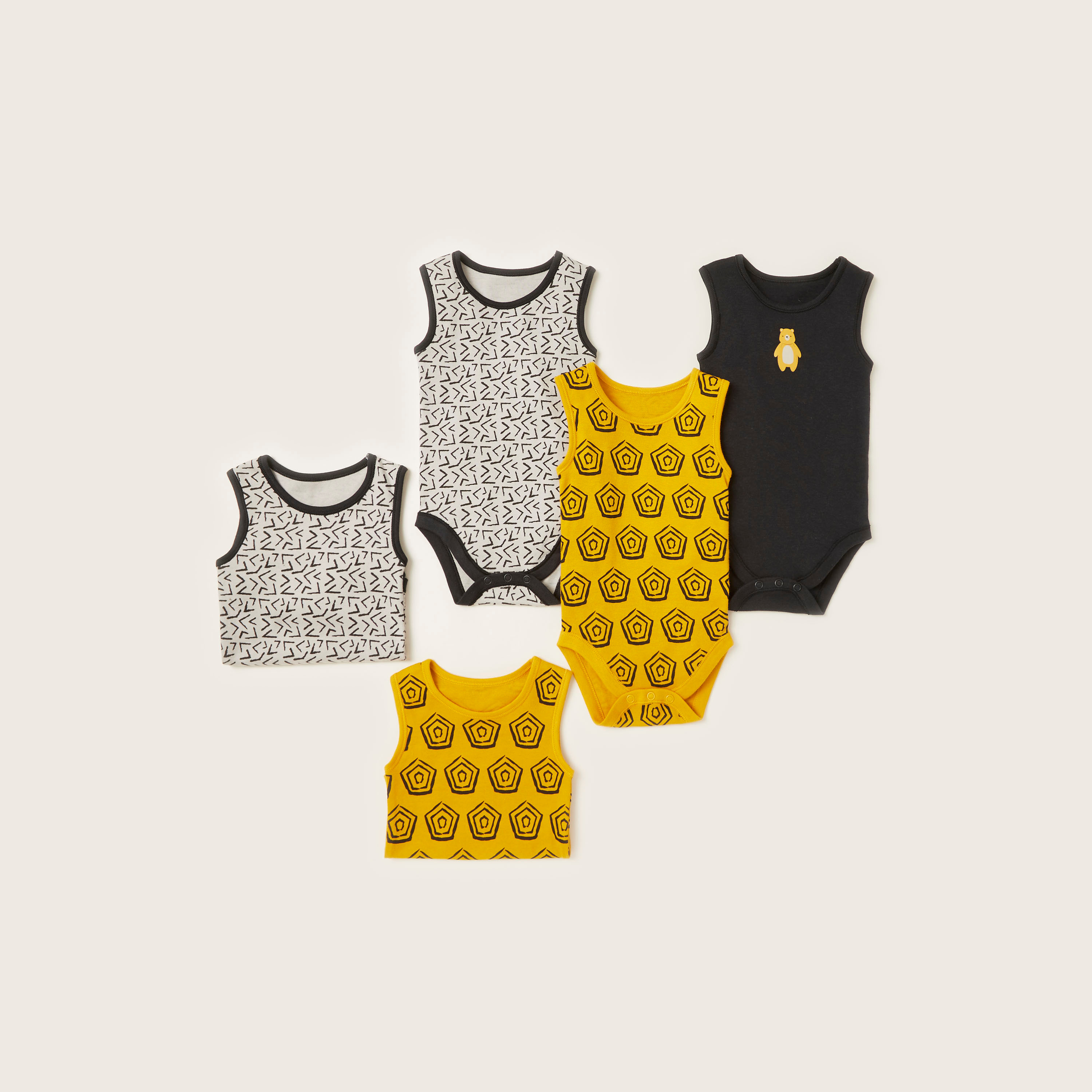 Juniors Printed Sleeveless Bodysuit - Set of 5-baby-boys-clothing-multipacks-image-1