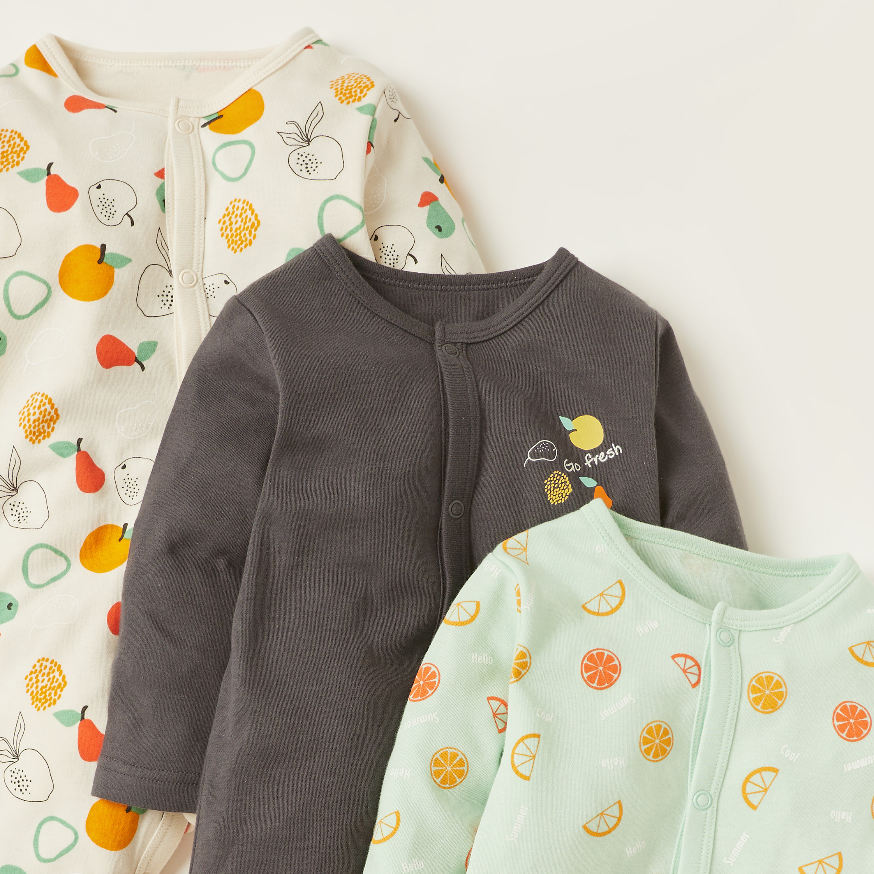 Juniors Printed Sleepsuit with Long Sleeves and Snap Button Closure - Set of 3-baby-boys-clothing-nightwear-sleepsuits-image-5