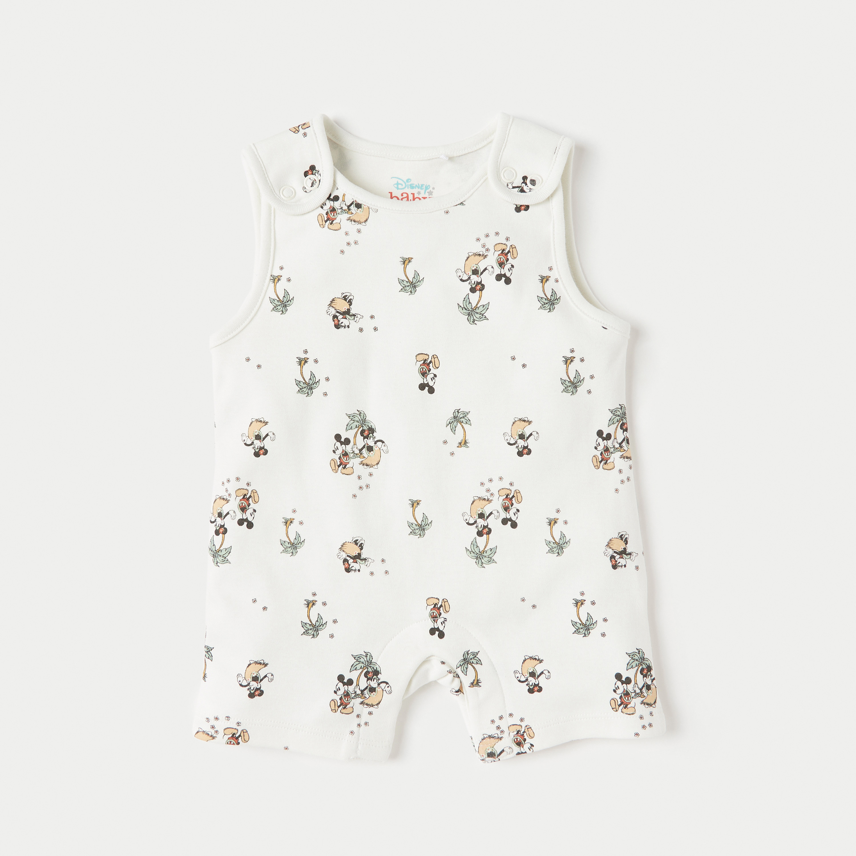 Disney Mickey and Minnie Mouse Print Dungaree  and T-shirt Set-baby-boys-clothing-rompers-image-3