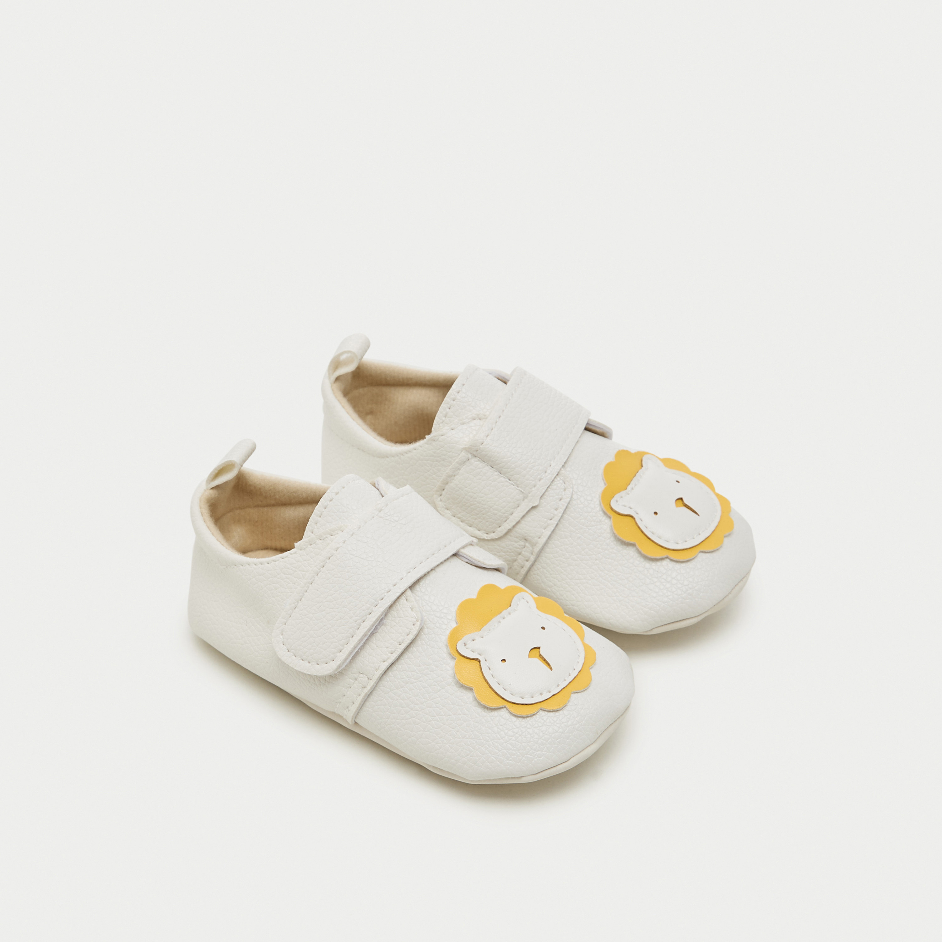 Juniors Lion Applique Detail Booties with Hook and Loop Closure-baby-boys-shoes-booties-image-2