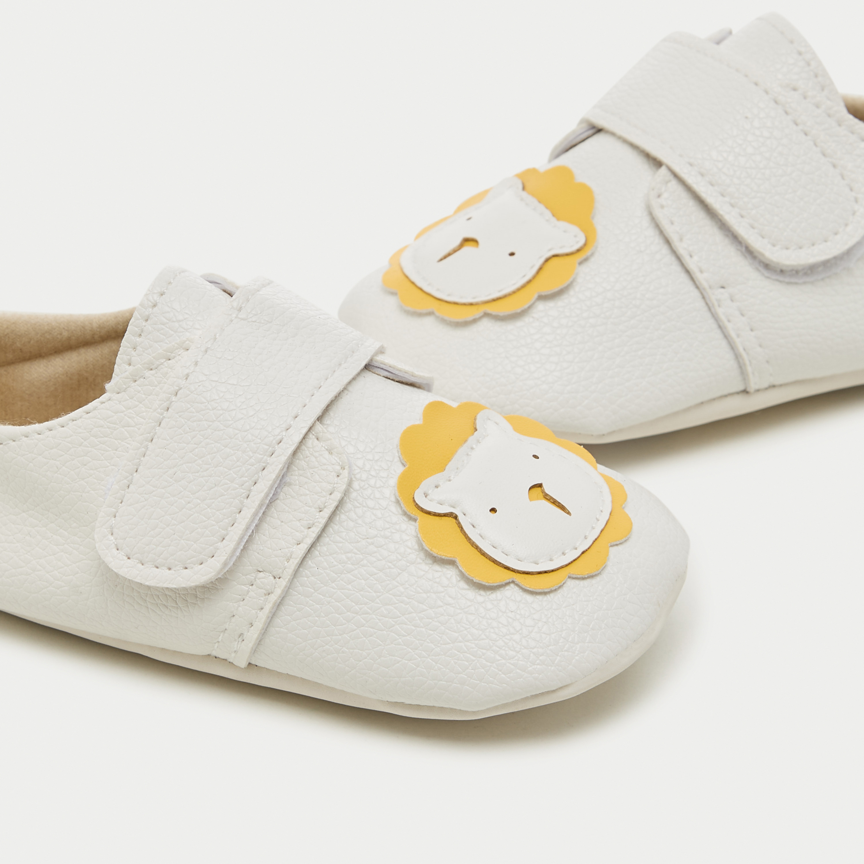 Juniors Lion Applique Detail Booties with Hook and Loop Closure-baby-boys-shoes-booties-image-3