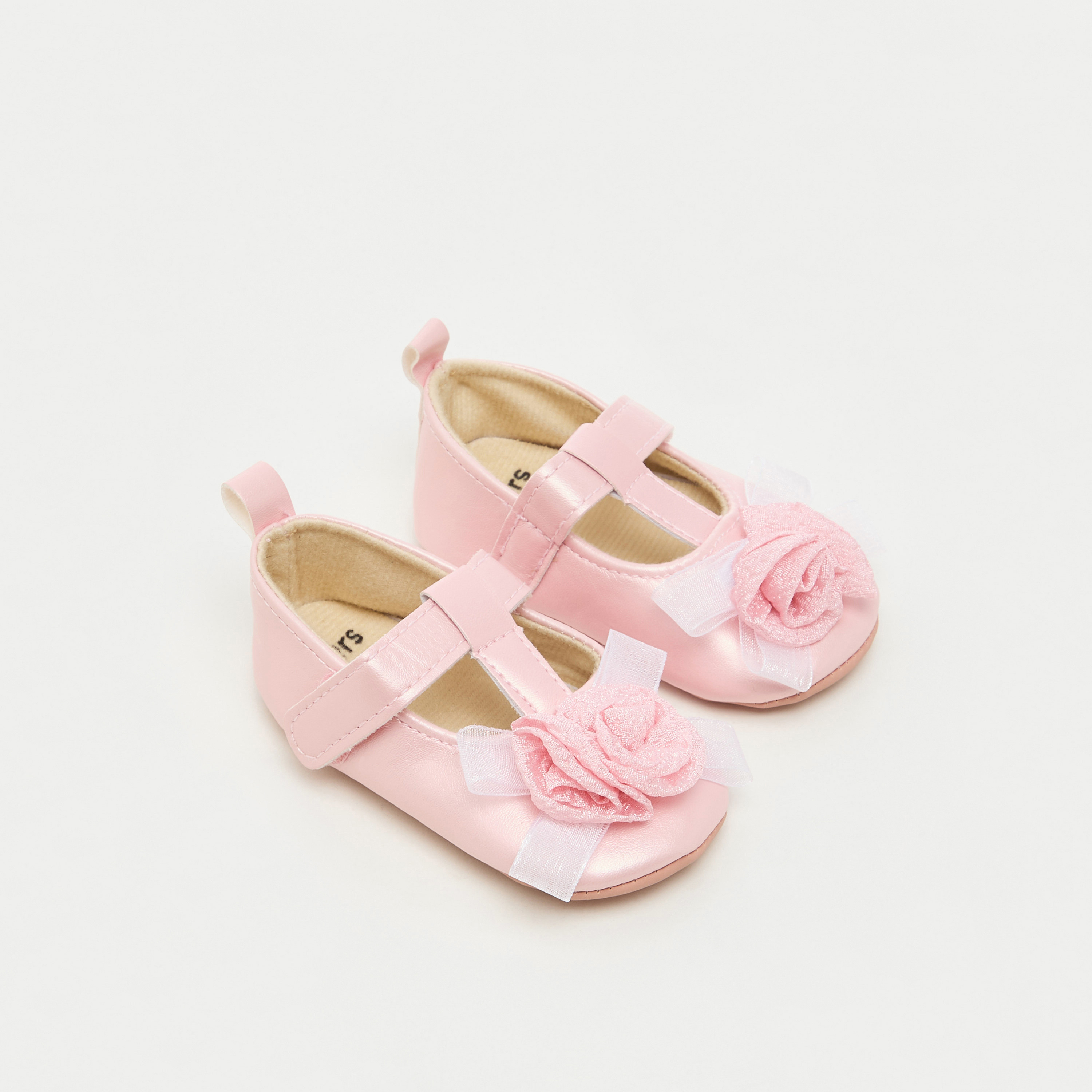 بوت بتزيينات زهرية وشريط إغلاق لاصق من جونيورز-baby-girls-shoes-closedshoes-image-2