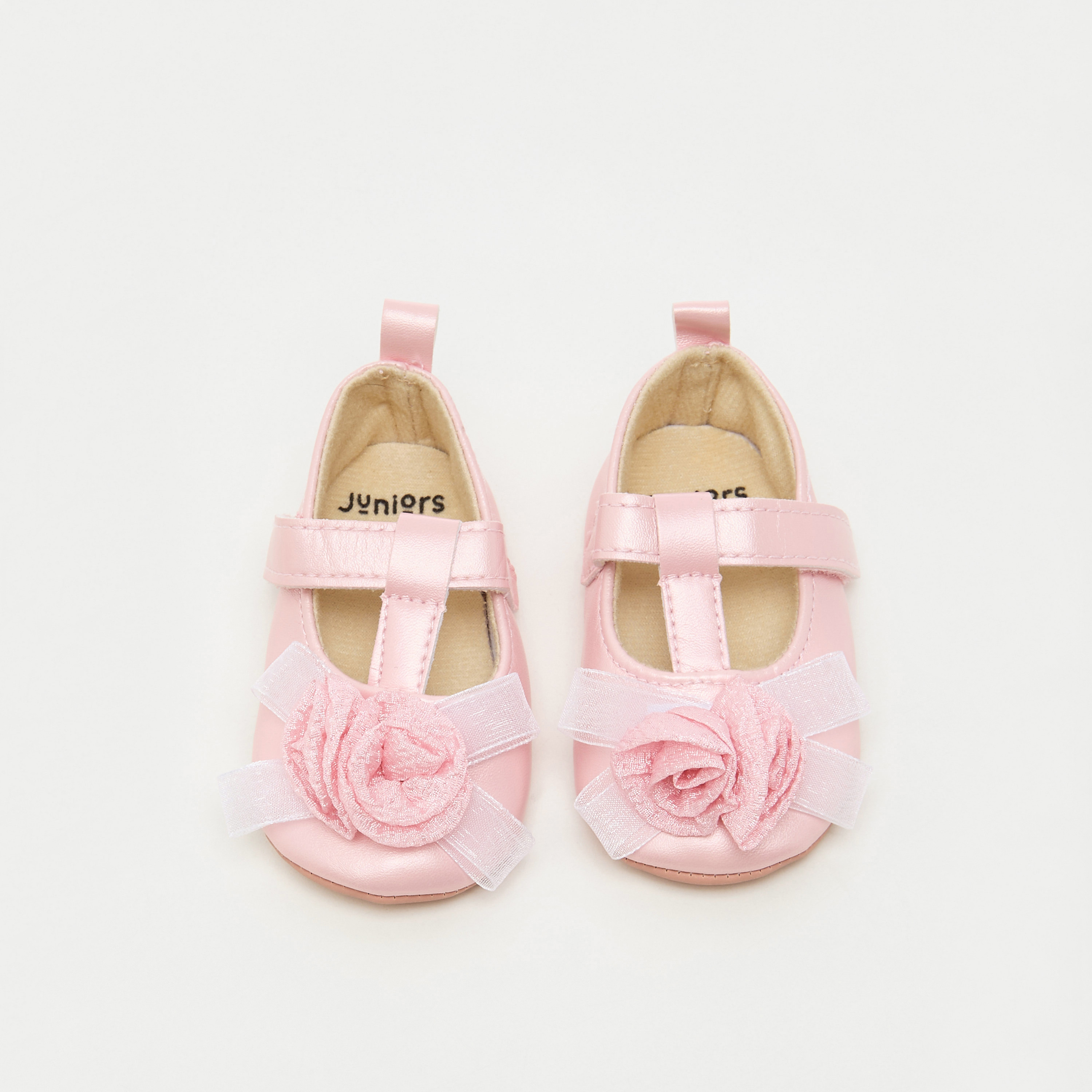 بوت بتزيينات زهرية وشريط إغلاق لاصق من جونيورز-baby-girls-shoes-closedshoes-image-5