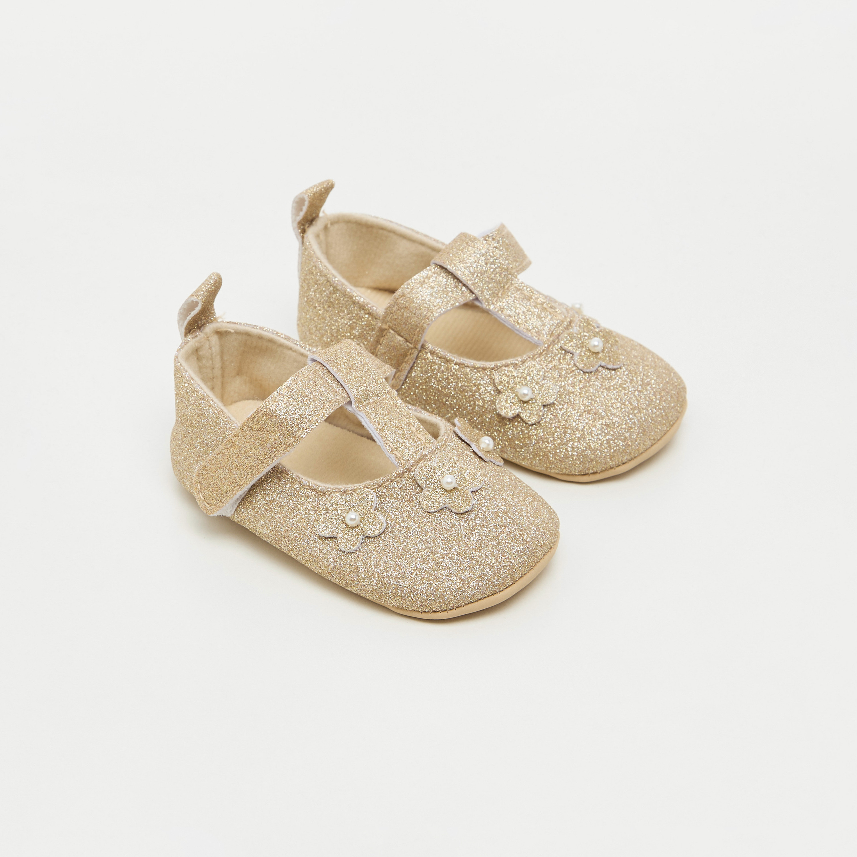 بوت بتزيينات زهرية وشريط إغلاق لاصق من جونيورز-baby-girls-shoes-booties-image-2