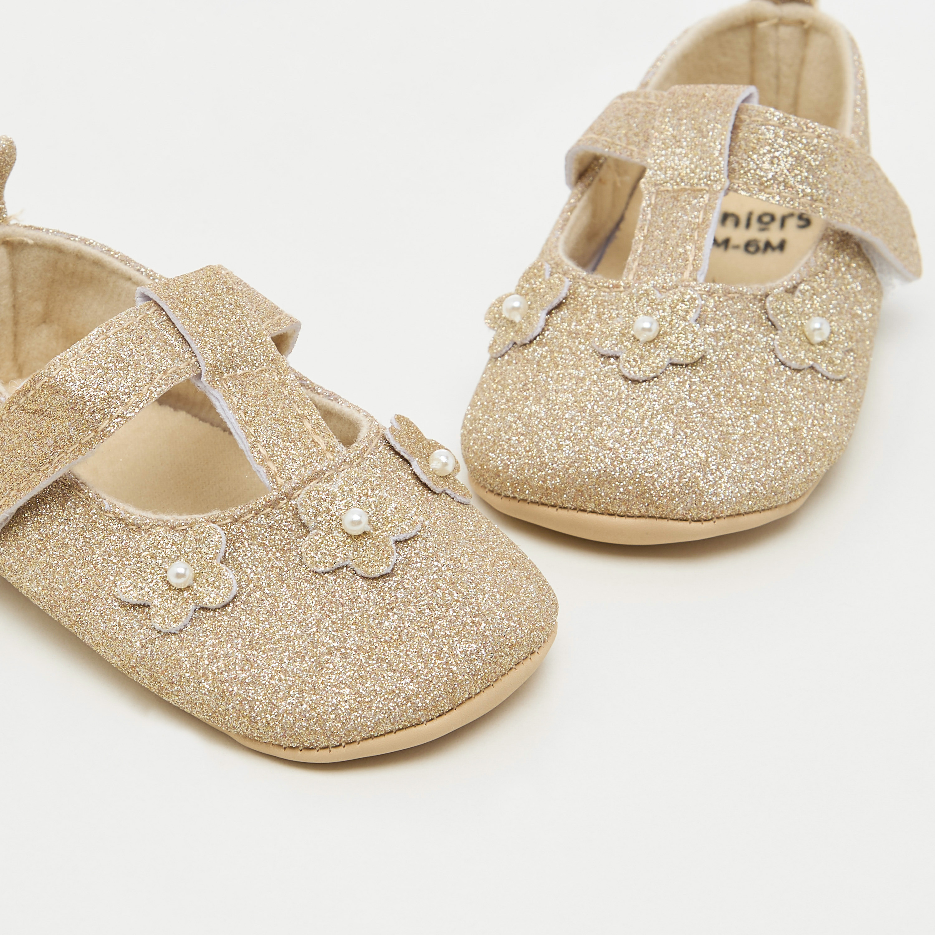 بوت بتزيينات زهرية وشريط إغلاق لاصق من جونيورز-baby-girls-shoes-booties-image-3