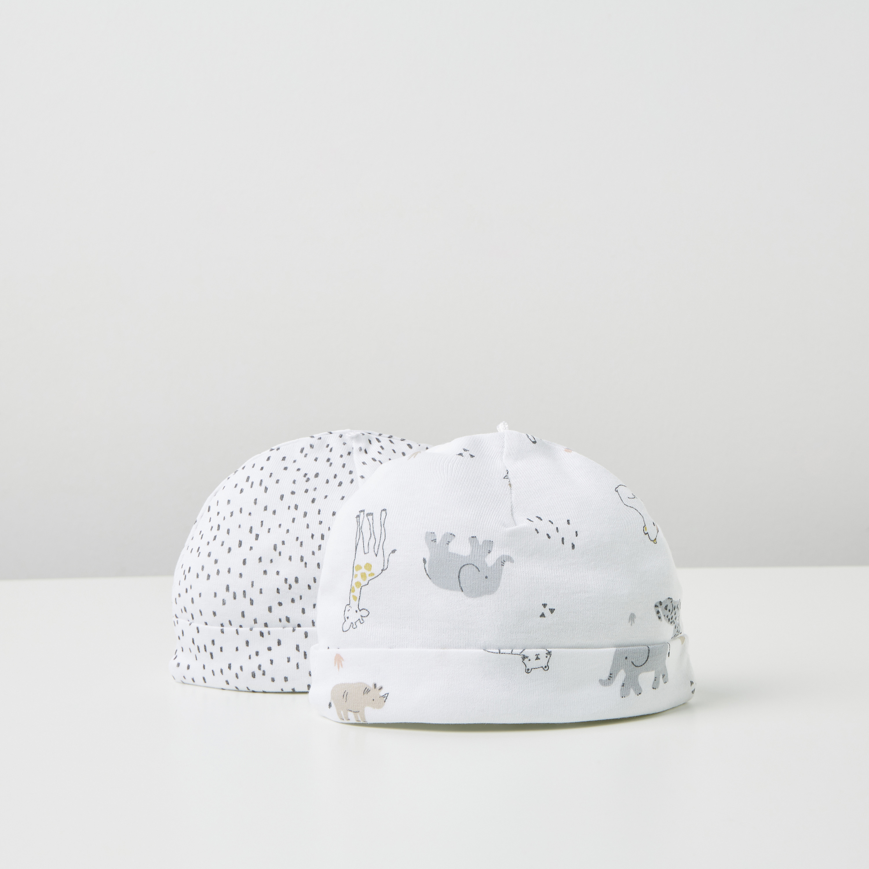 Juniors Printed Beanie Cap - Set of 2-baby-boys-accessories-caps-image-2