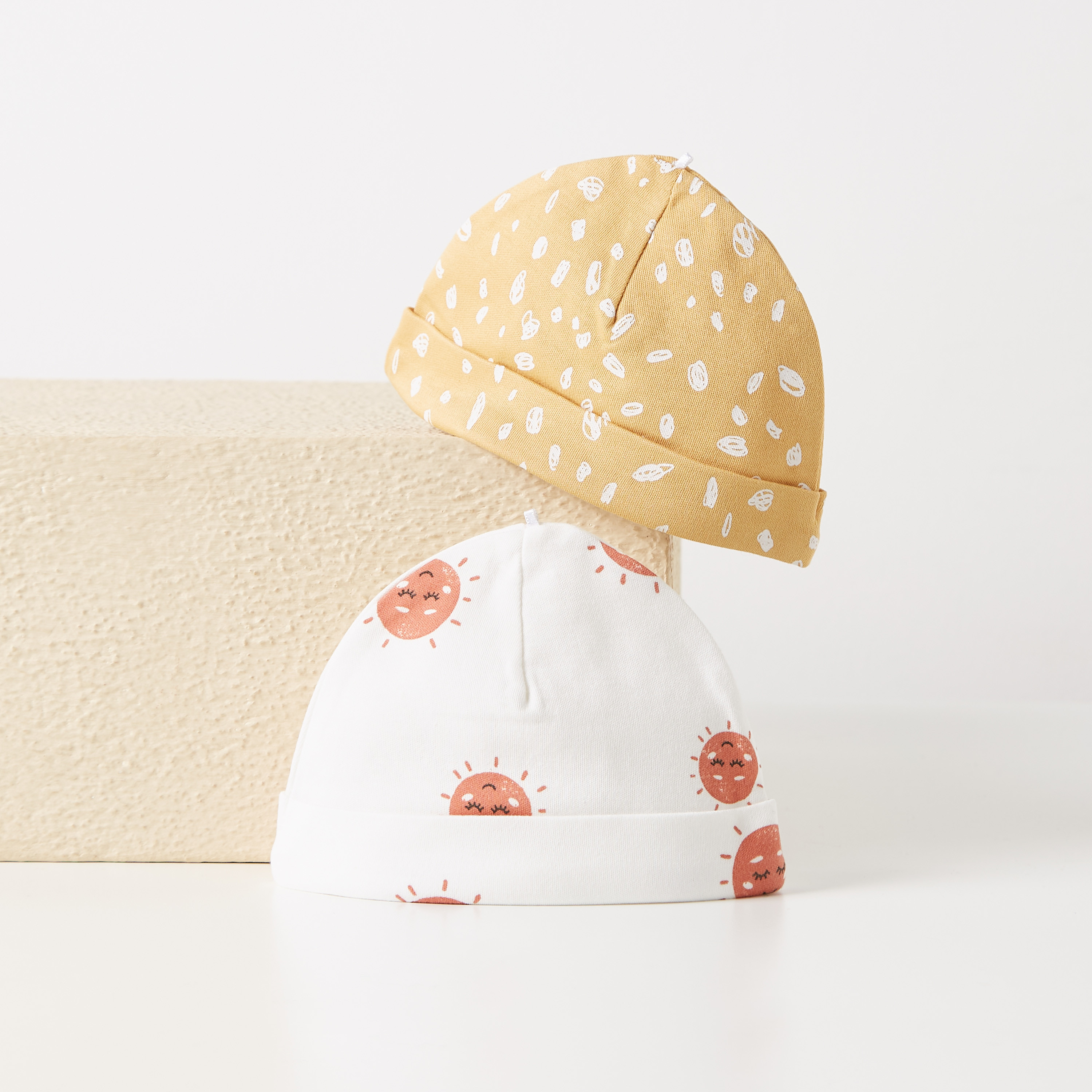 Juniors All-Over Print Cuffed Beanie Cap - Set of 2-baby-boys-accessories-caps-image-1