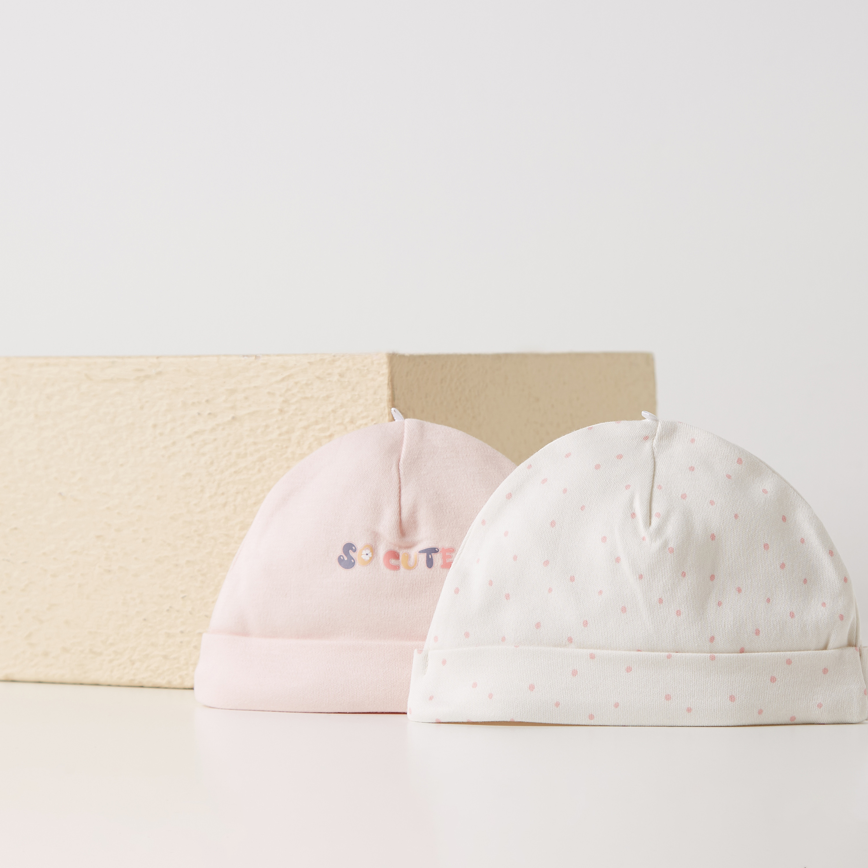 Juniors Printed Cuffed Beanie Cap - Set of 2-baby-girls-accessories-caps-image-2