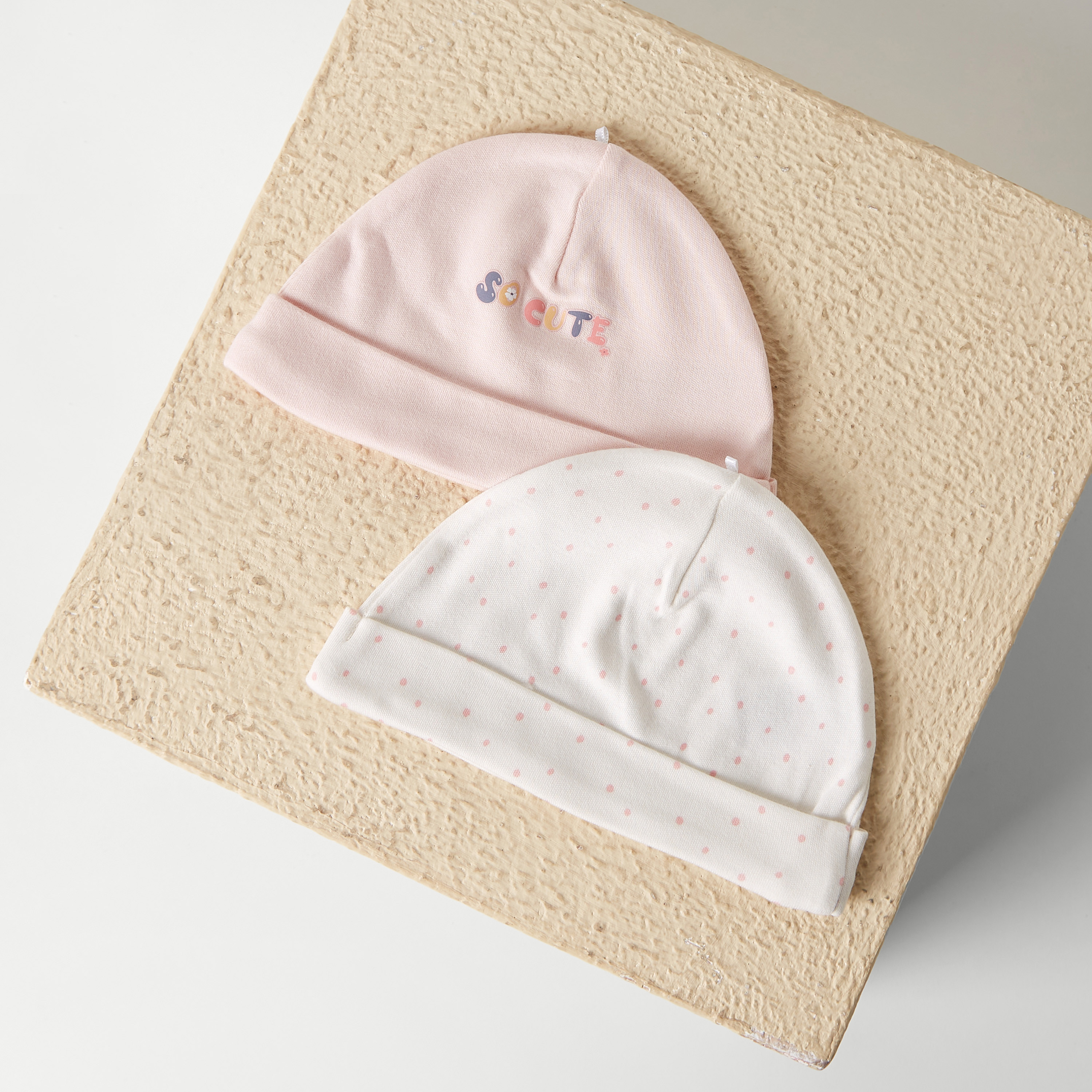 Juniors Printed Cuffed Beanie Cap - Set of 2-baby-girls-accessories-caps-image-3