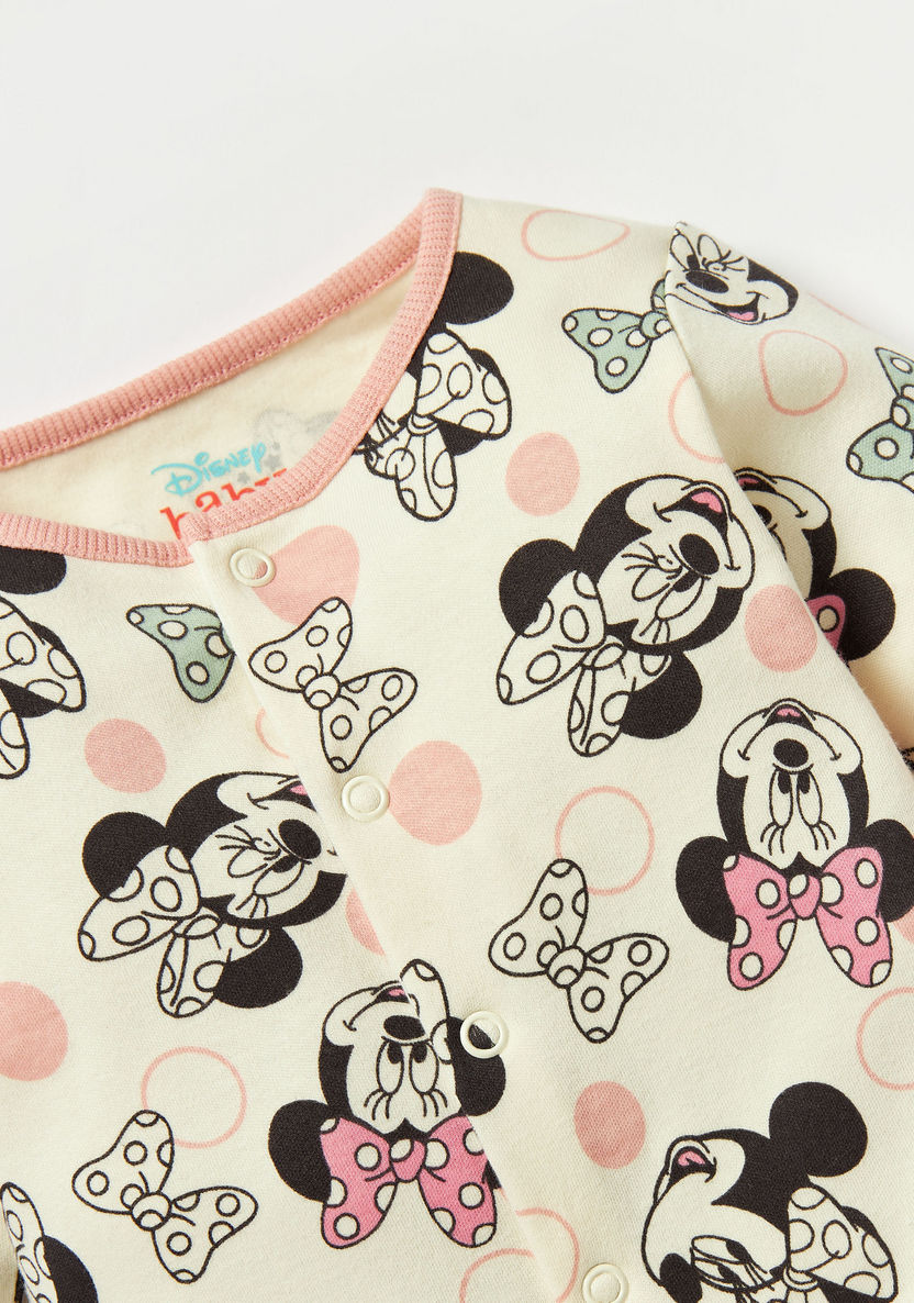 Disney All-Over Minnie Mouse Print Sleepsuit with Snap Button Closure-Sleepsuits-image-1