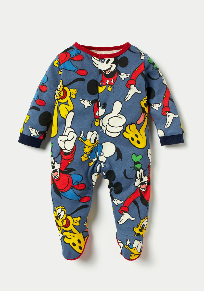 Disney All-Over Mickey Mouse and Friends Print Sleepsuit with Snap Button Closure-Sleepsuits-image-0