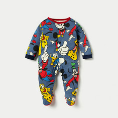 Disney All-Over Mickey Mouse and Friends Print Sleepsuit with Snap Button Closure