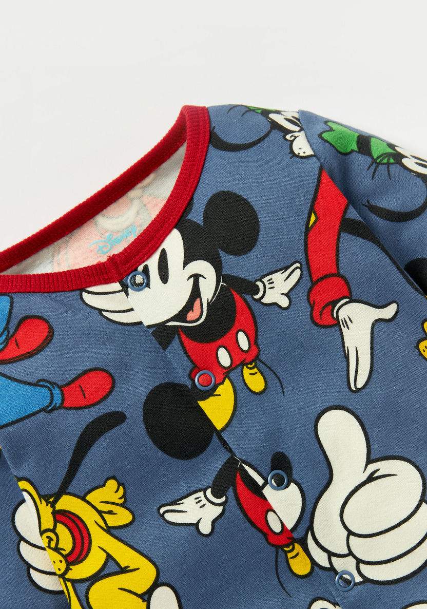 Disney All-Over Mickey Mouse and Friends Print Sleepsuit with Snap Button Closure-Sleepsuits-image-1