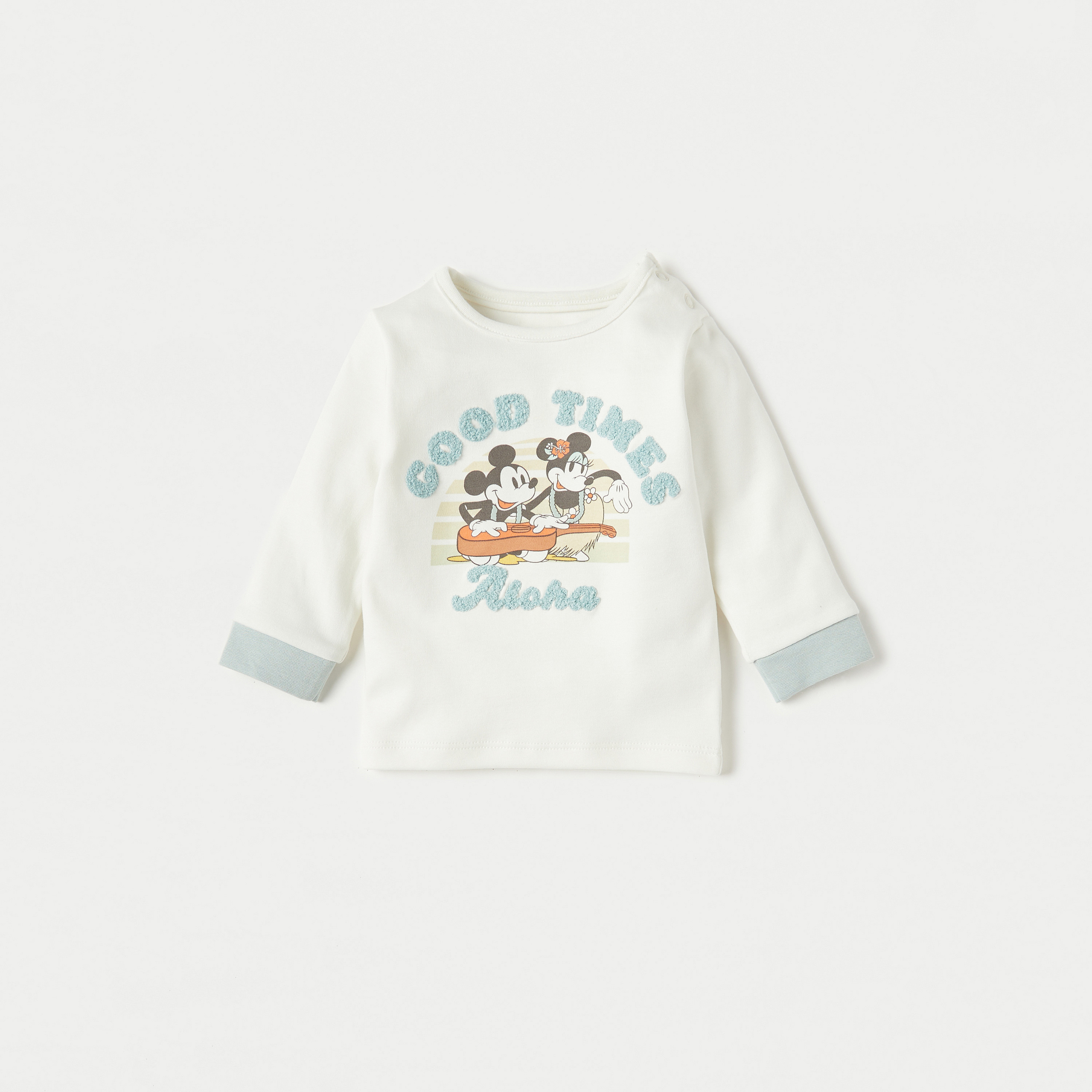 Disney Mickey and Minnie Mouse Print Cotton T-shirt and Pyjama Set-baby-boys-clothing-nightwear-pyjamasets-image-3