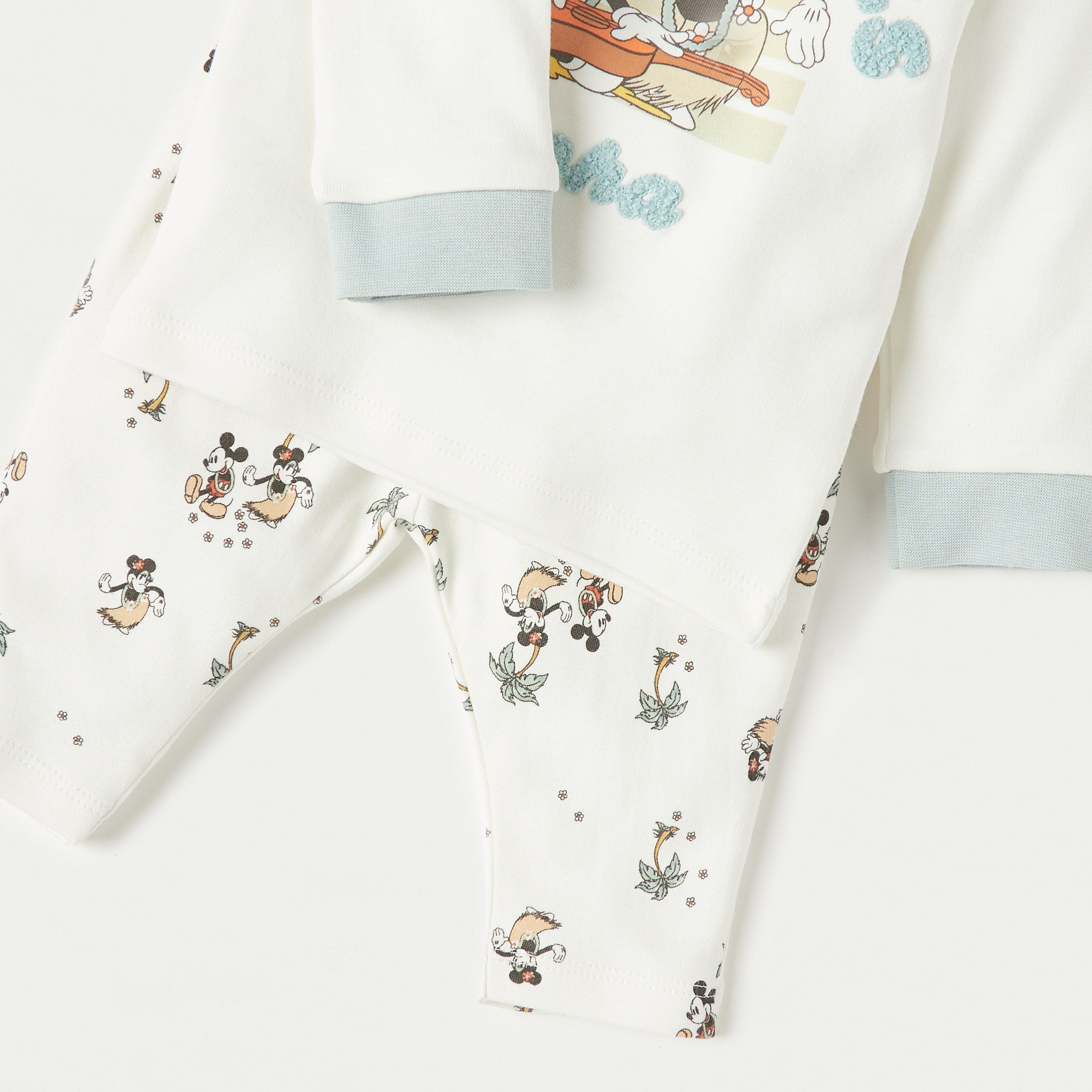 Disney Mickey and Minnie Mouse Print Cotton T-shirt and Pyjama Set-baby-boys-clothing-nightwear-pyjamasets-image-5