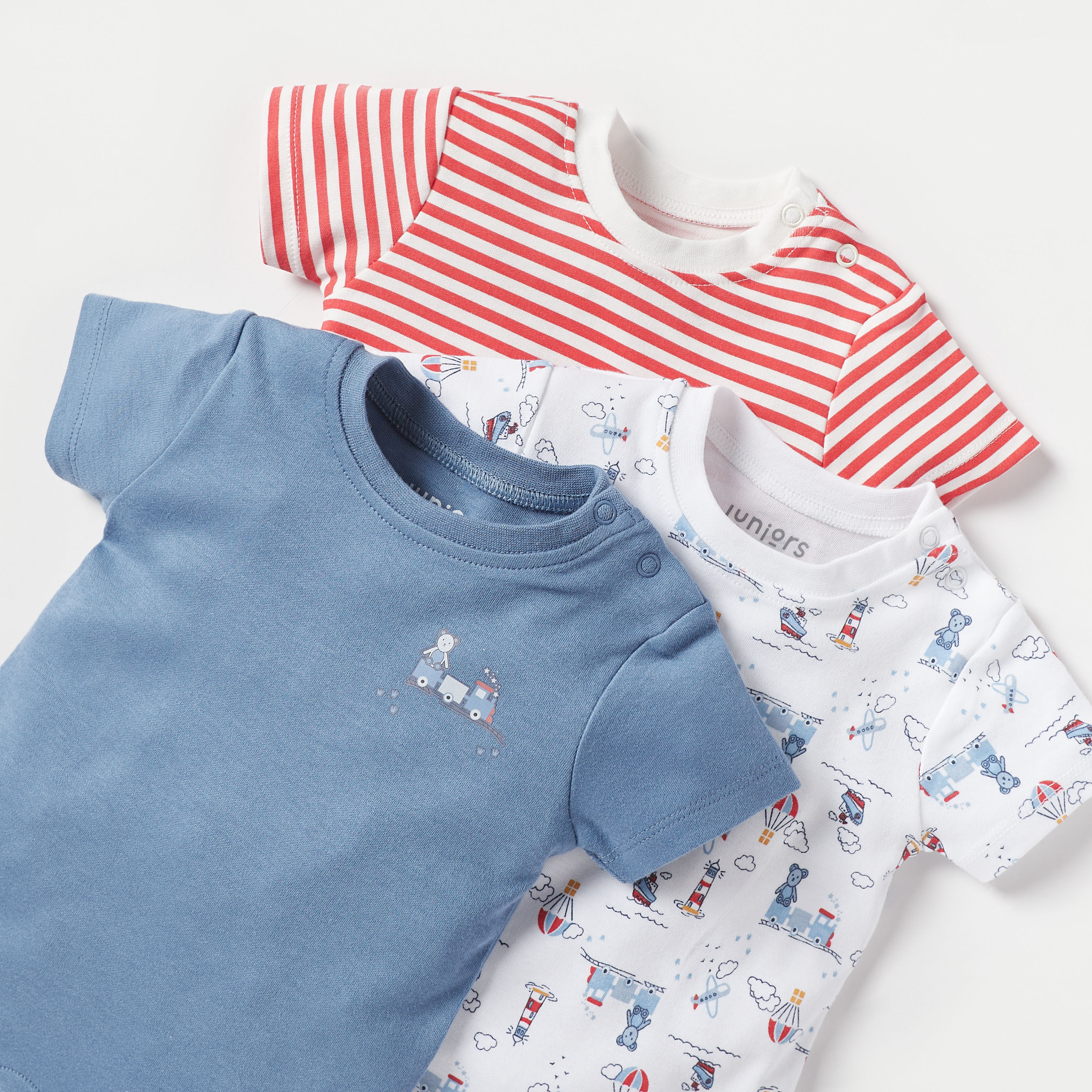 Juniors Printed Romper with Short Sleeves - Set of 3-baby-boys-clothing-rompers-image-5