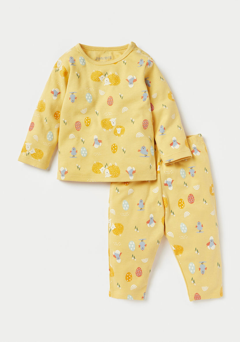 Juniors All-Over Fruits Print T-shirt and Pyjama Set-Pyjama Sets-image-0