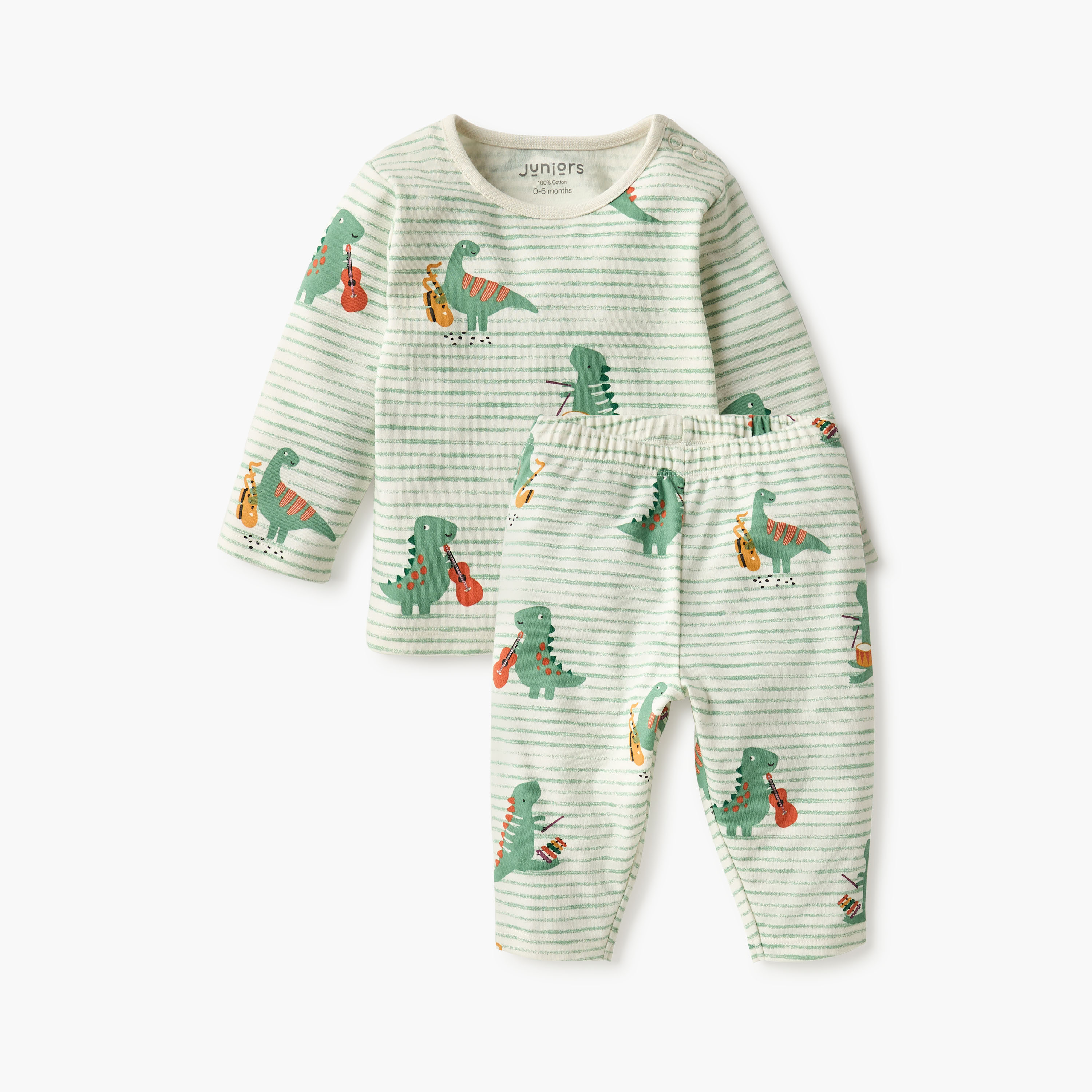 Juniors Dinosaur Print T-shirt and Pyjama Set-baby-boys-clothing-nightwear-pyjamasets-image-1