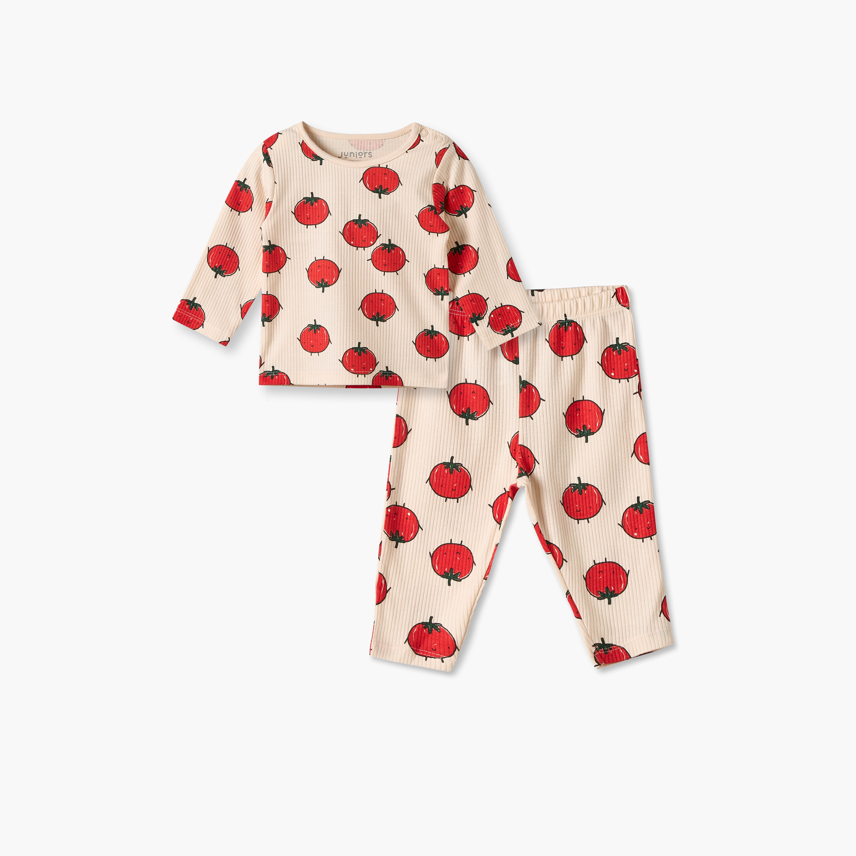 Juniors Cotton Crew Neck Long Sleeves Pyjama Set with Tomato Print-baby-boys-clothing-nightwear-pyjamasets-image-1
