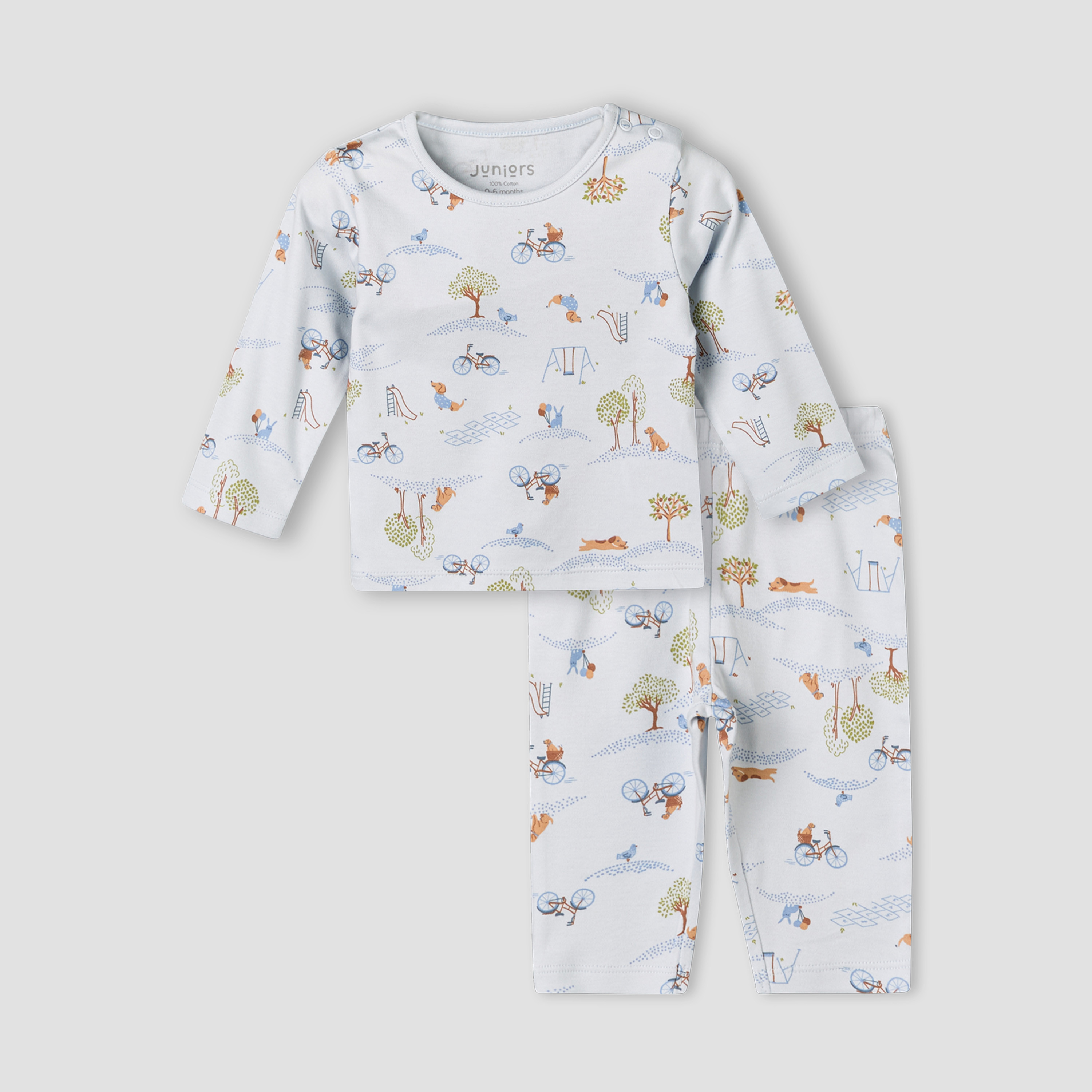 Juniors Cotton Long Sleeves Pyjama Set with Park Print-baby-boys-clothing-nightwear-pyjamasets-image-2