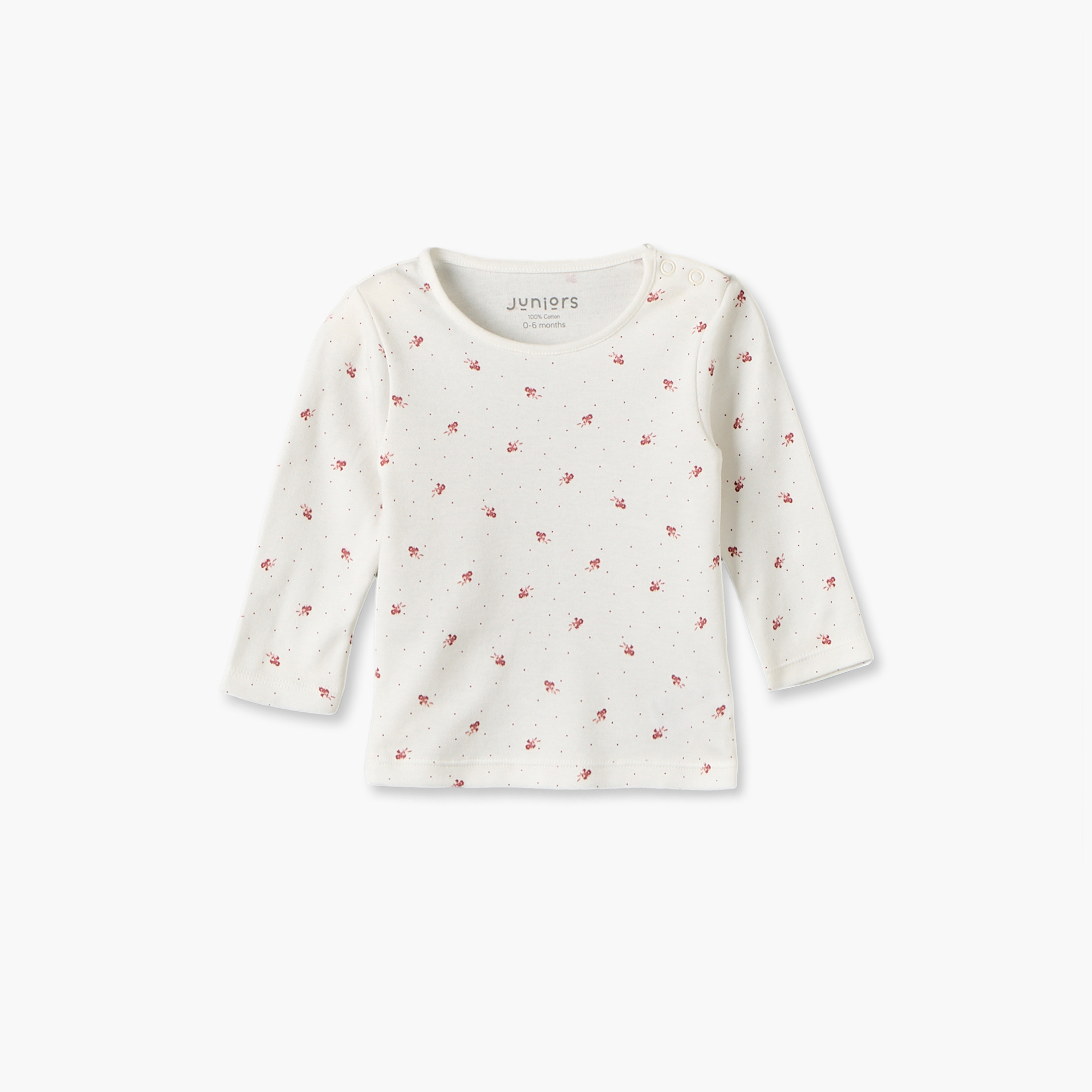 طقم بيجاما قطن بياقة ضيقة وأكمام طويلة وطبعات زهرية من جونيورز-baby-girls-clothing-nightwear-pyjamasets-image-2