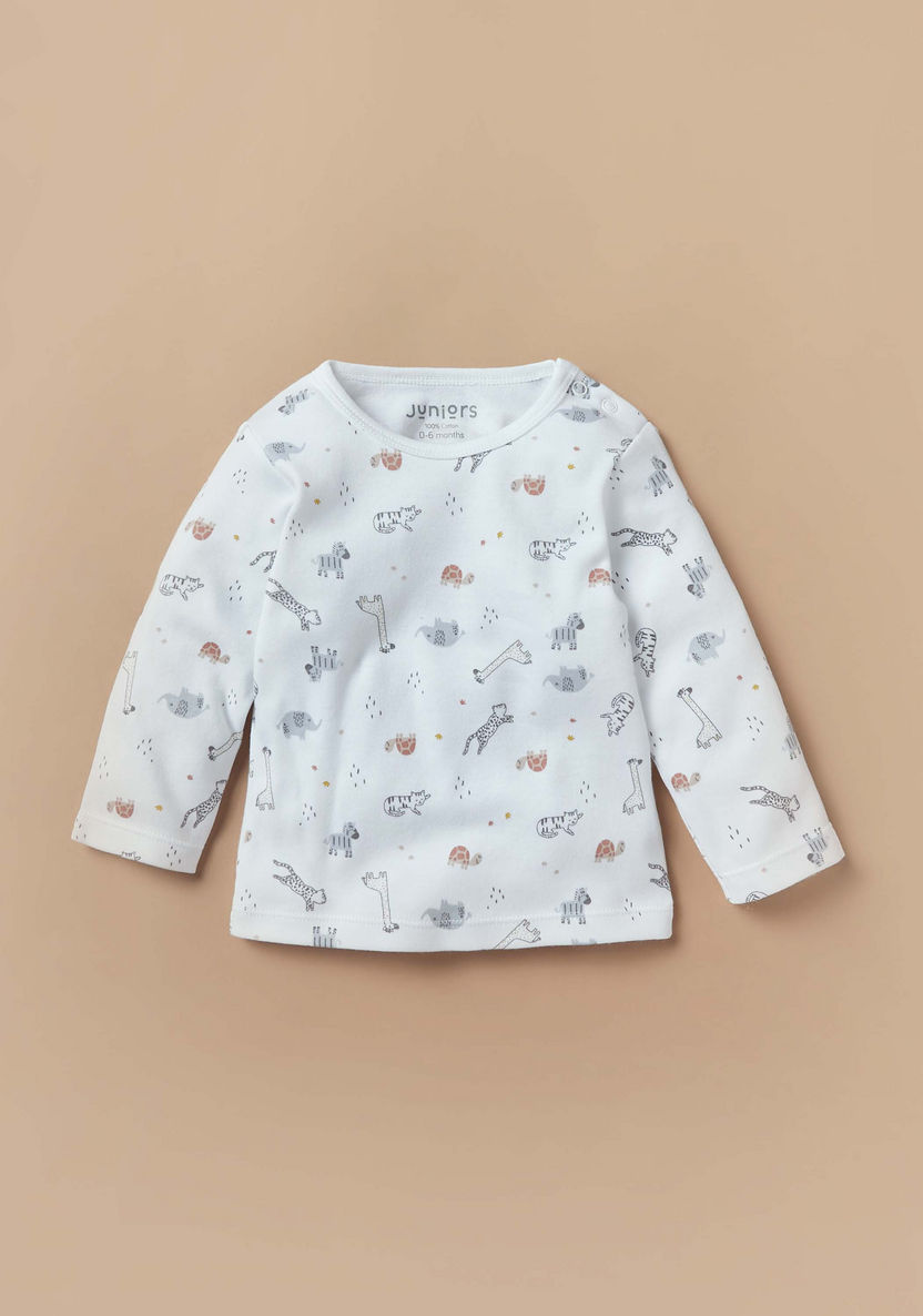 Juniors All-Over Animal Print T-shirt and Pyjama Set-Pyjama Sets-image-1
