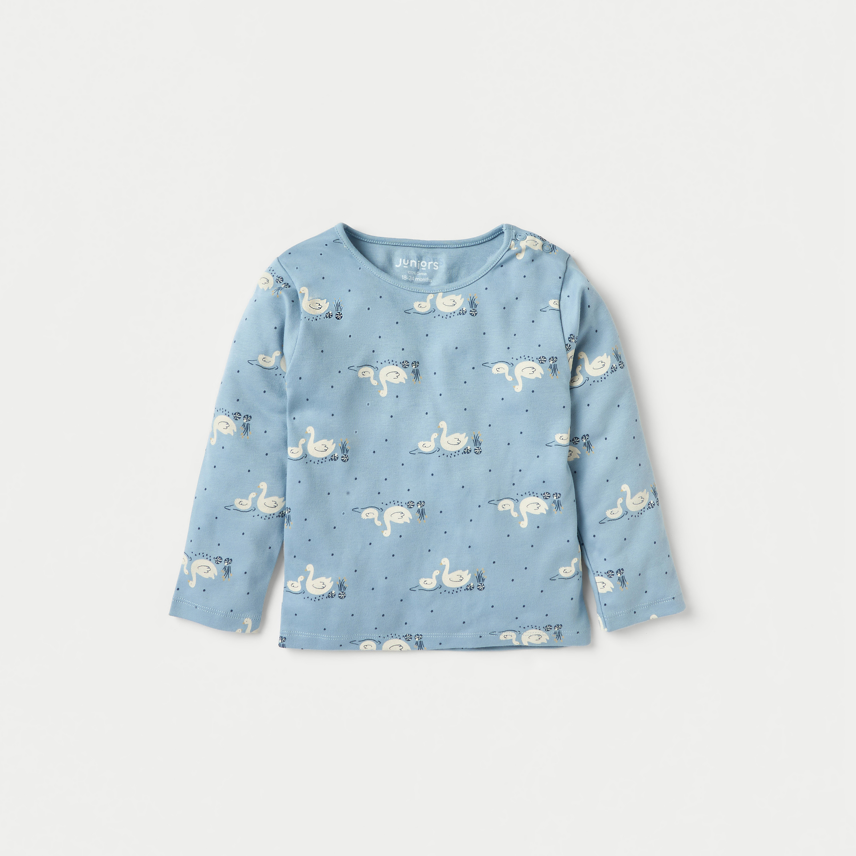 Juniors All-Over Swan Print T-shirt and Pyjama Set-baby-girls-clothing-nightwear-pyjamasets-image-2