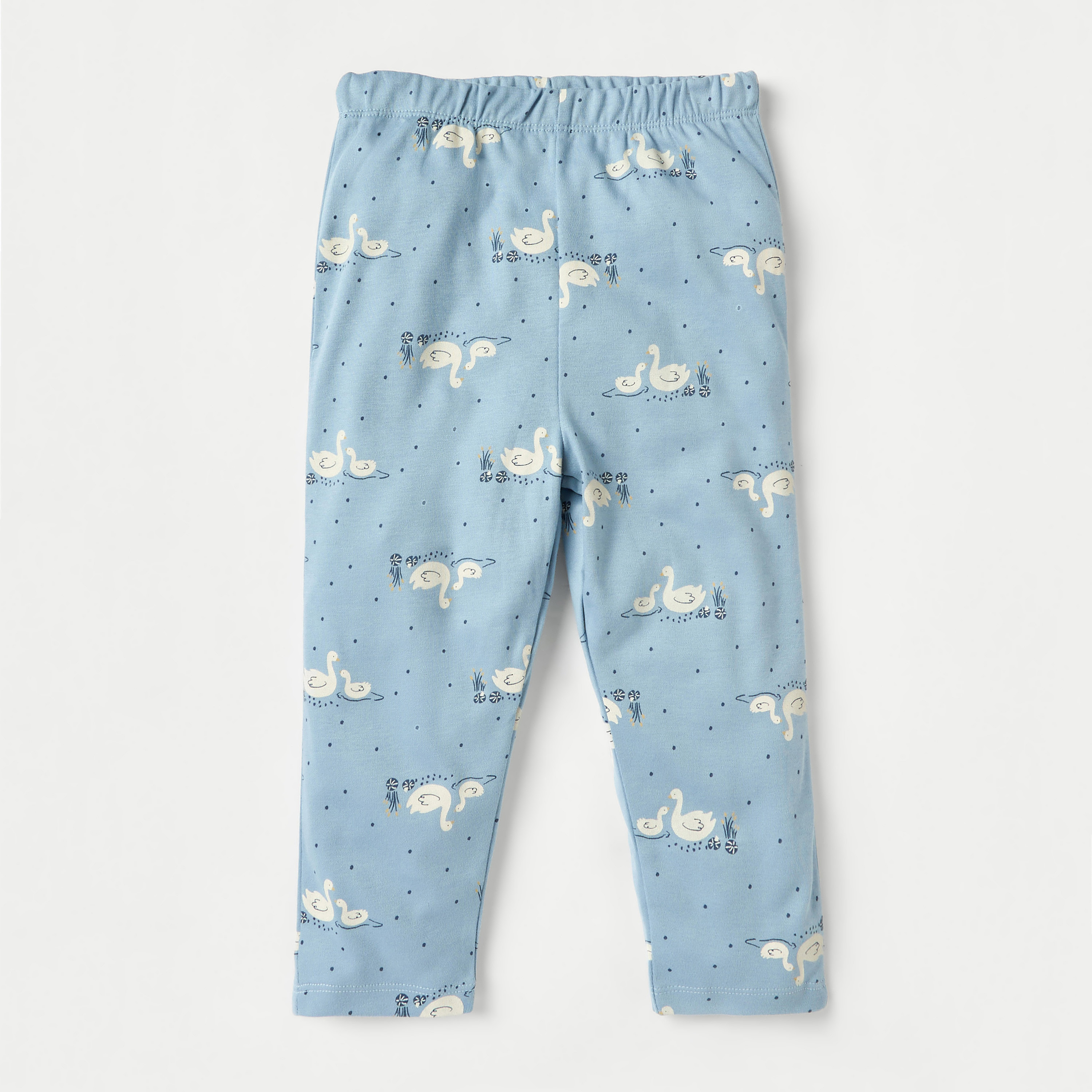 Juniors All-Over Swan Print T-shirt and Pyjama Set-baby-girls-clothing-nightwear-pyjamasets-image-3