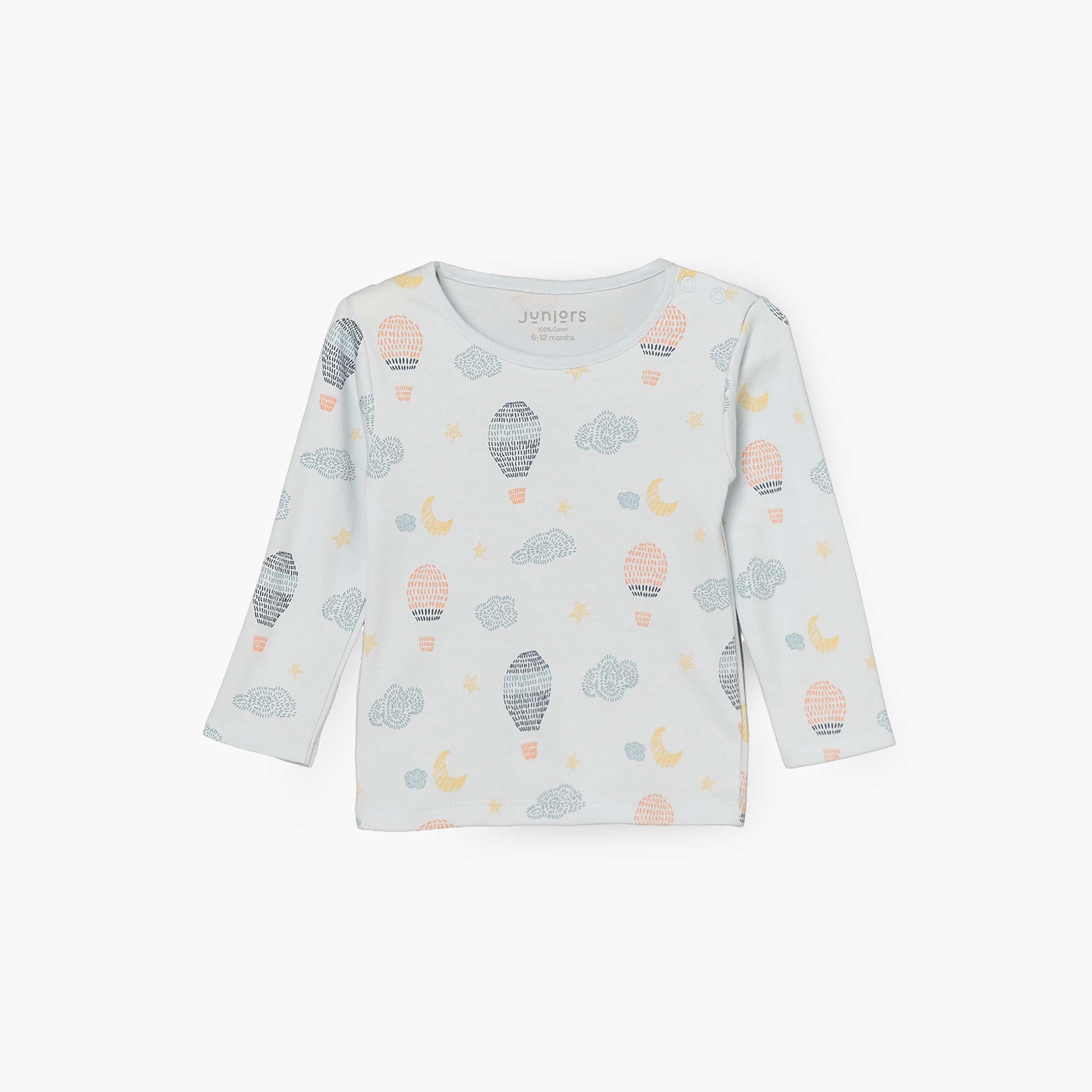 طقم بيجاما قطني بياقة مستديرة وأكمام طويلة بطبعة منطاد هواء ساخن من جونيورز-promo_babyshop_Buy3for7.9_KWT030926-image-2