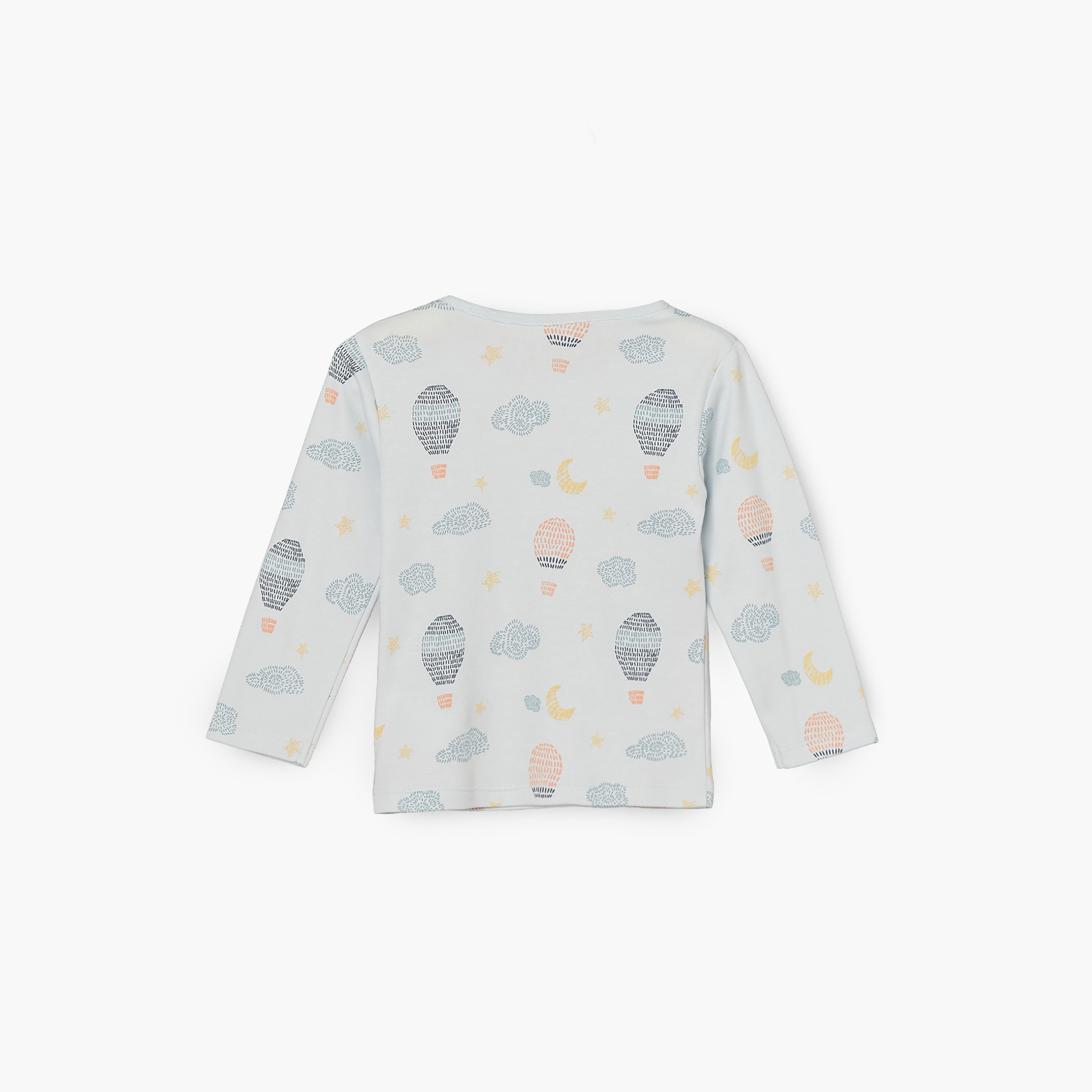 طقم بيجاما قطني بياقة مستديرة وأكمام طويلة بطبعة منطاد هواء ساخن من جونيورز-promo_babyshop_Buy3for7.9_KWT030926-image-4