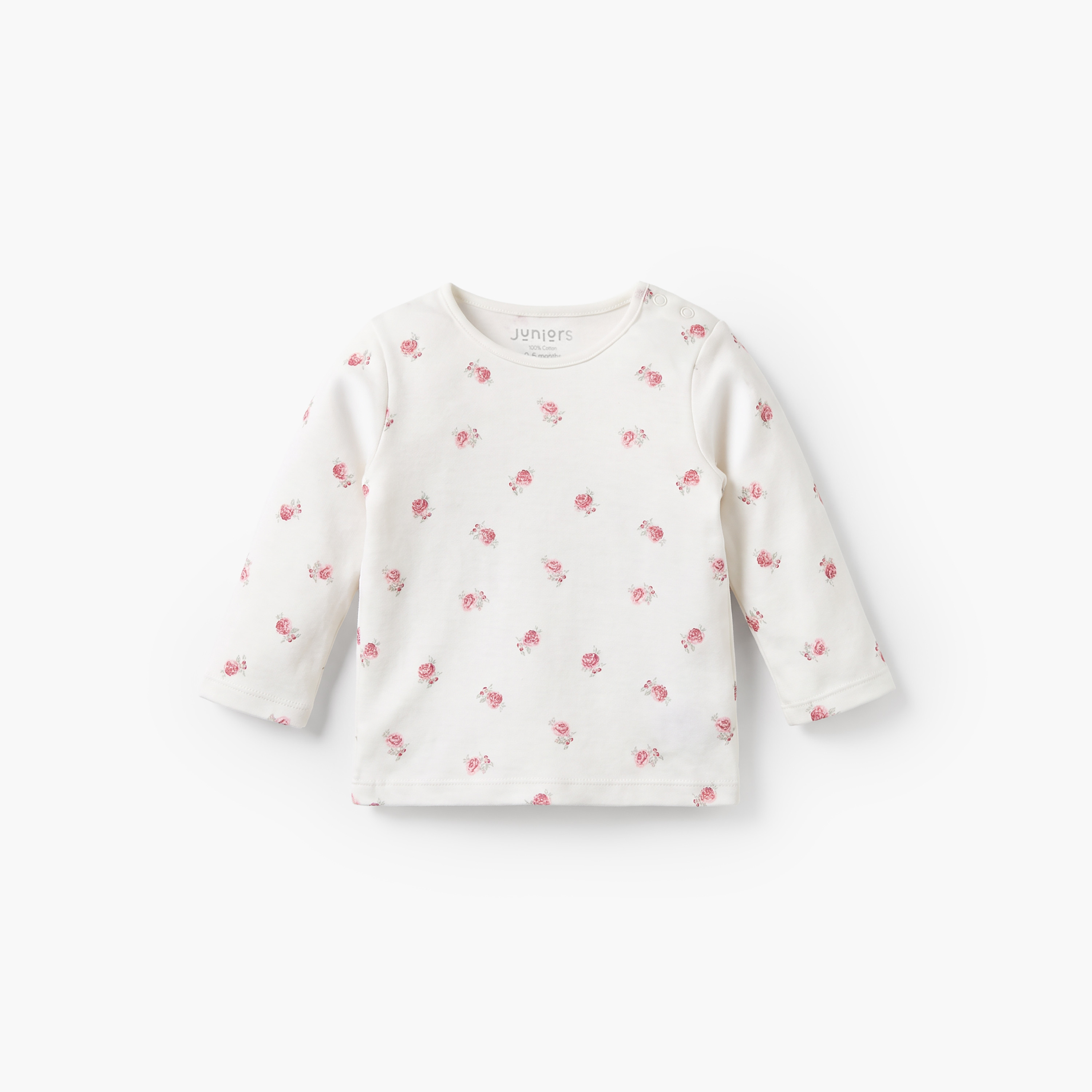 Juniors Cotton Crew Neck Long Sleeves Pyjama Set with Floral Print-baby-girls-clothing-nightwear-pyjamasets-image-3