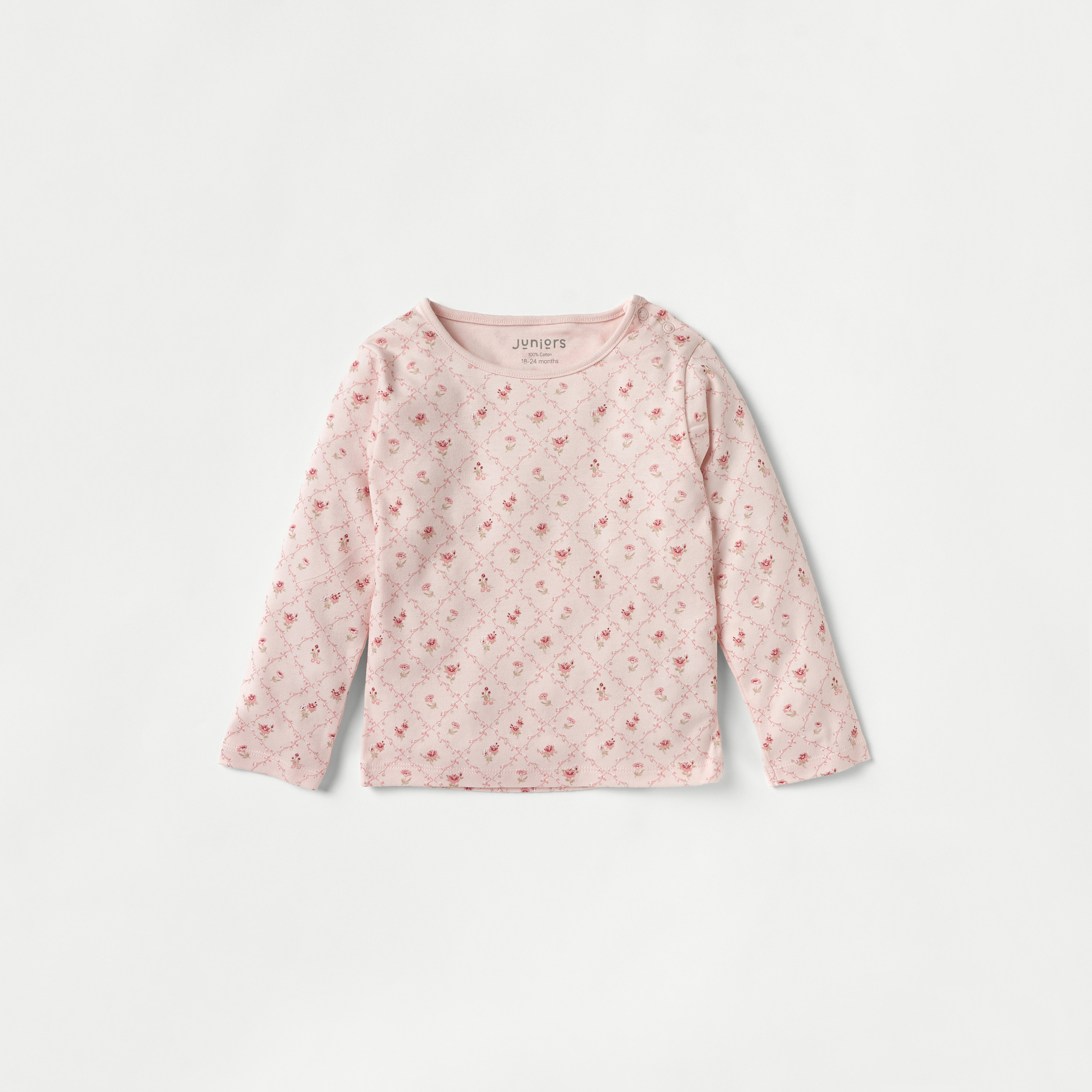 Juniors All-Over Floral Print T-shirt and Pyjama Set-baby-girls-clothing-nightwear-pyjamasets-image-2