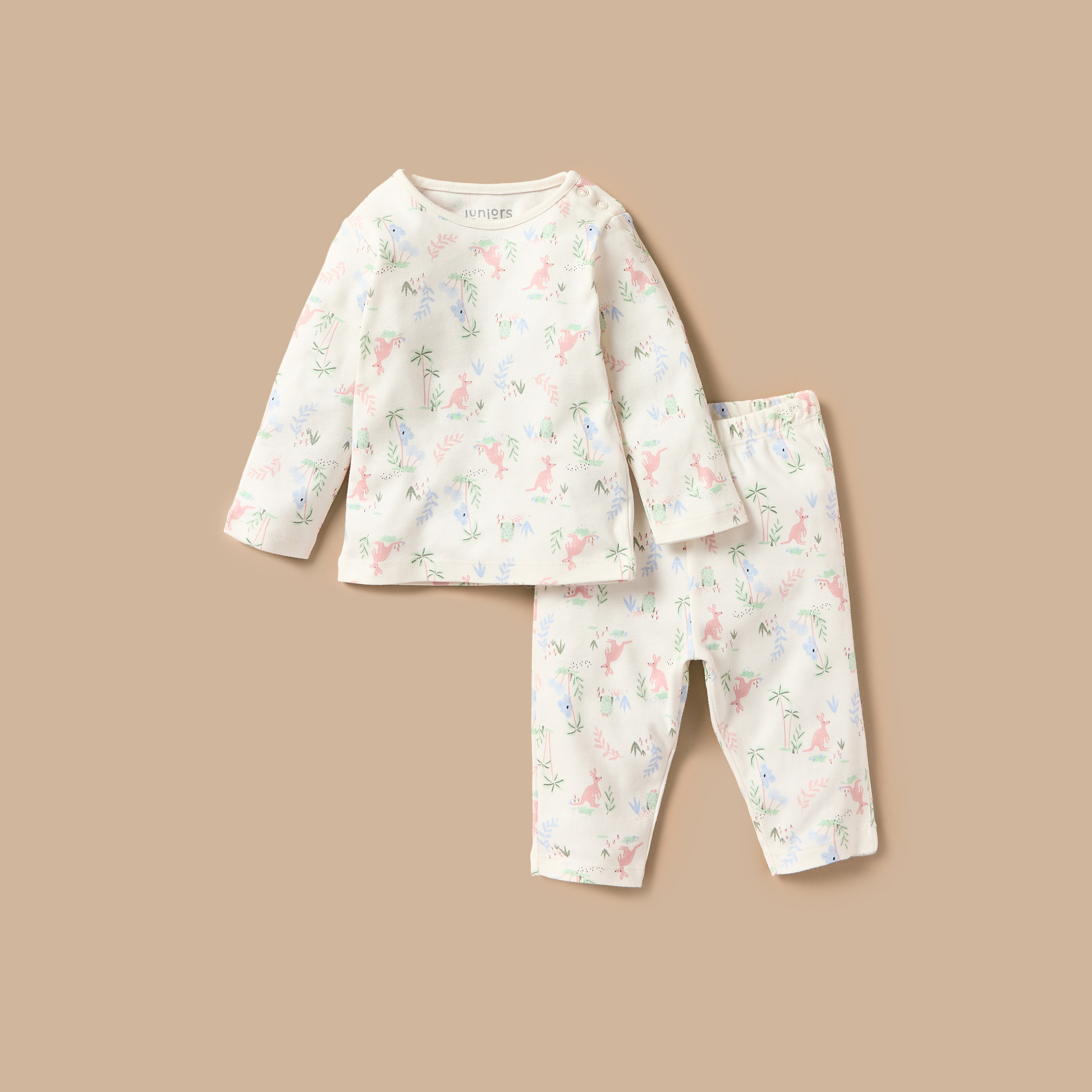 Juniors All-Over Animal Print T-shirt and Pyjama Set-baby-girls-clothing-nightwear-pyjamasets-image-1