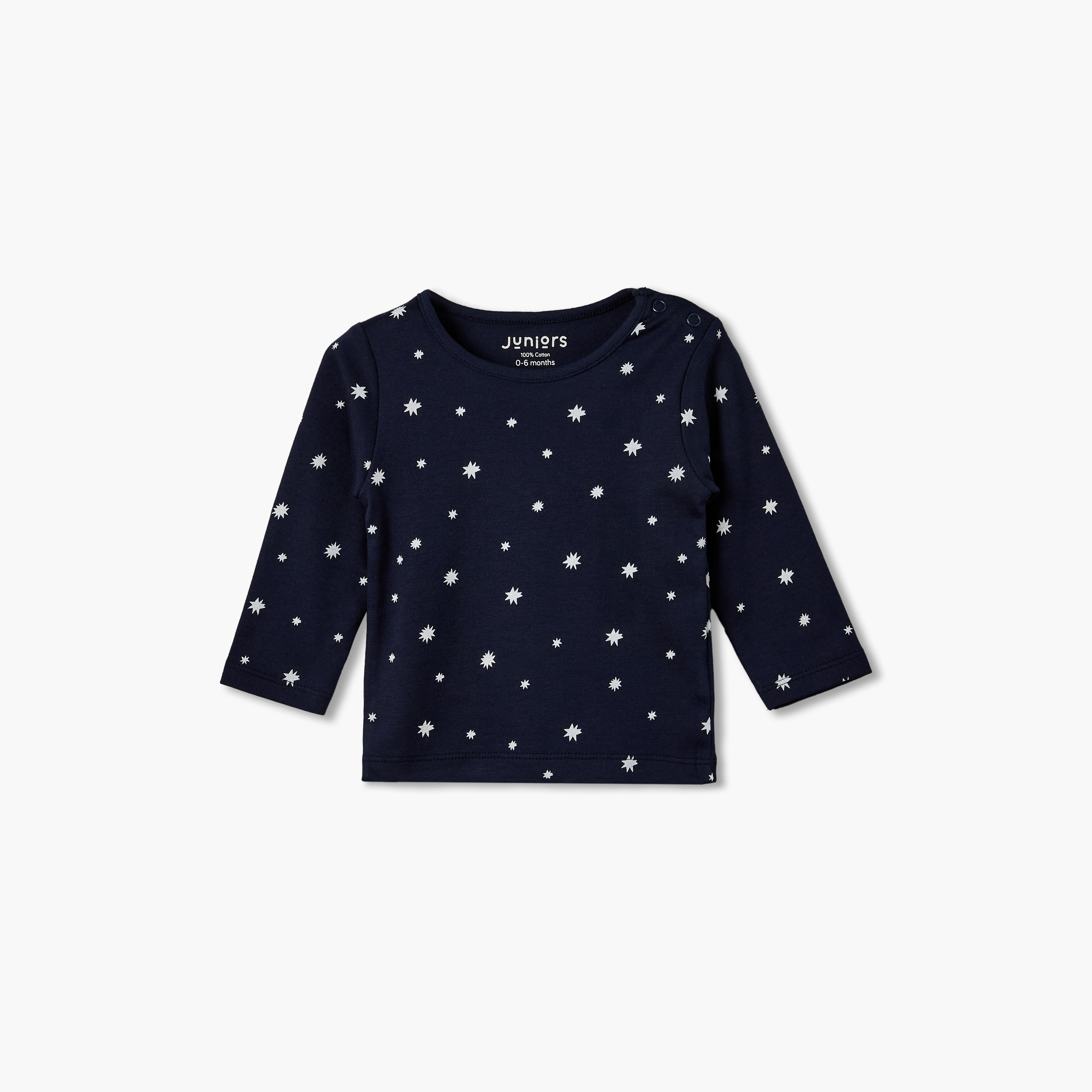 Juniors Cotton Crew Neck Long Sleeves Pyjama Set with Star Print-baby-boys-clothing-nightwear-pyjamasets-image-2