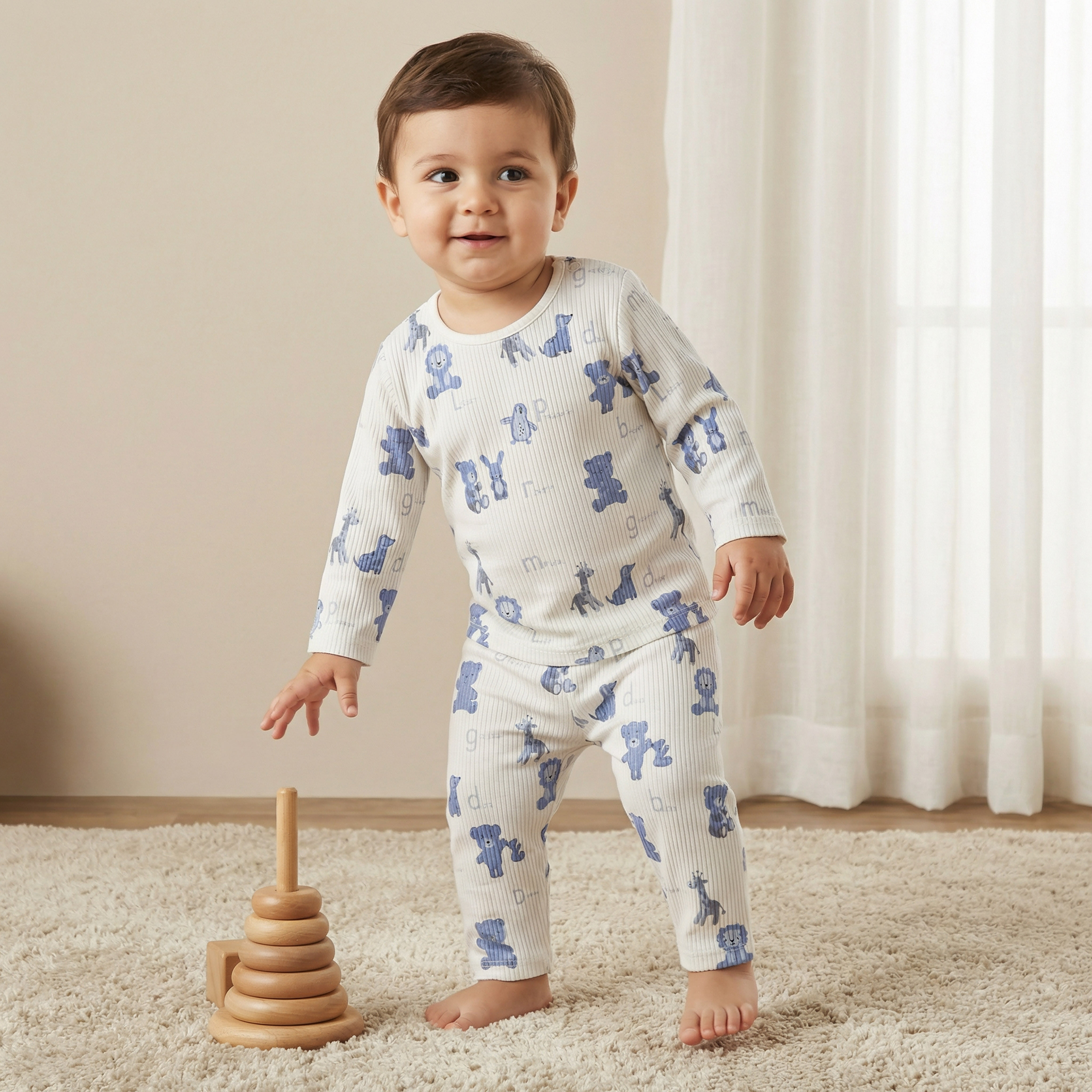Juniors Cotton Round Neck Long Sleeves Pyjama Set with Print-baby-boys-clothing-nightwear-pyjamasets-image-1