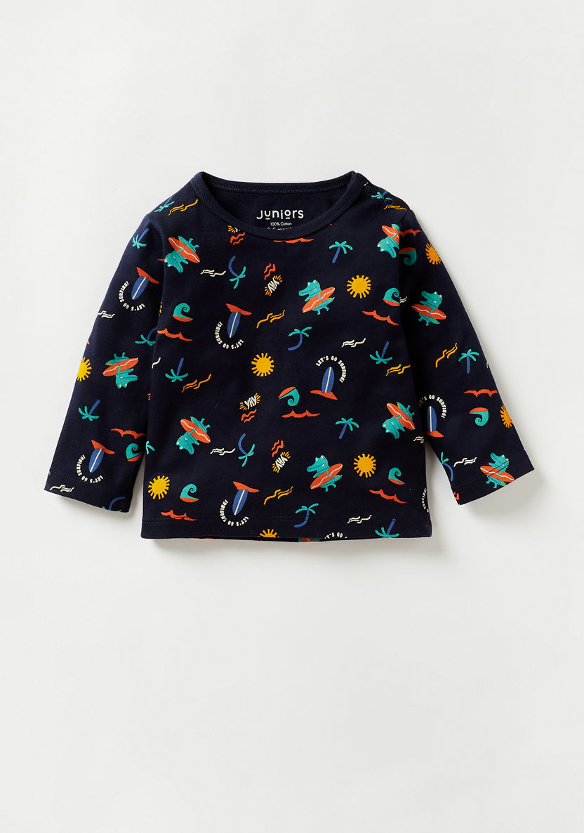 Juniors All-Over Print T-shirt and Pyjama Set-Pyjama Sets-image-1