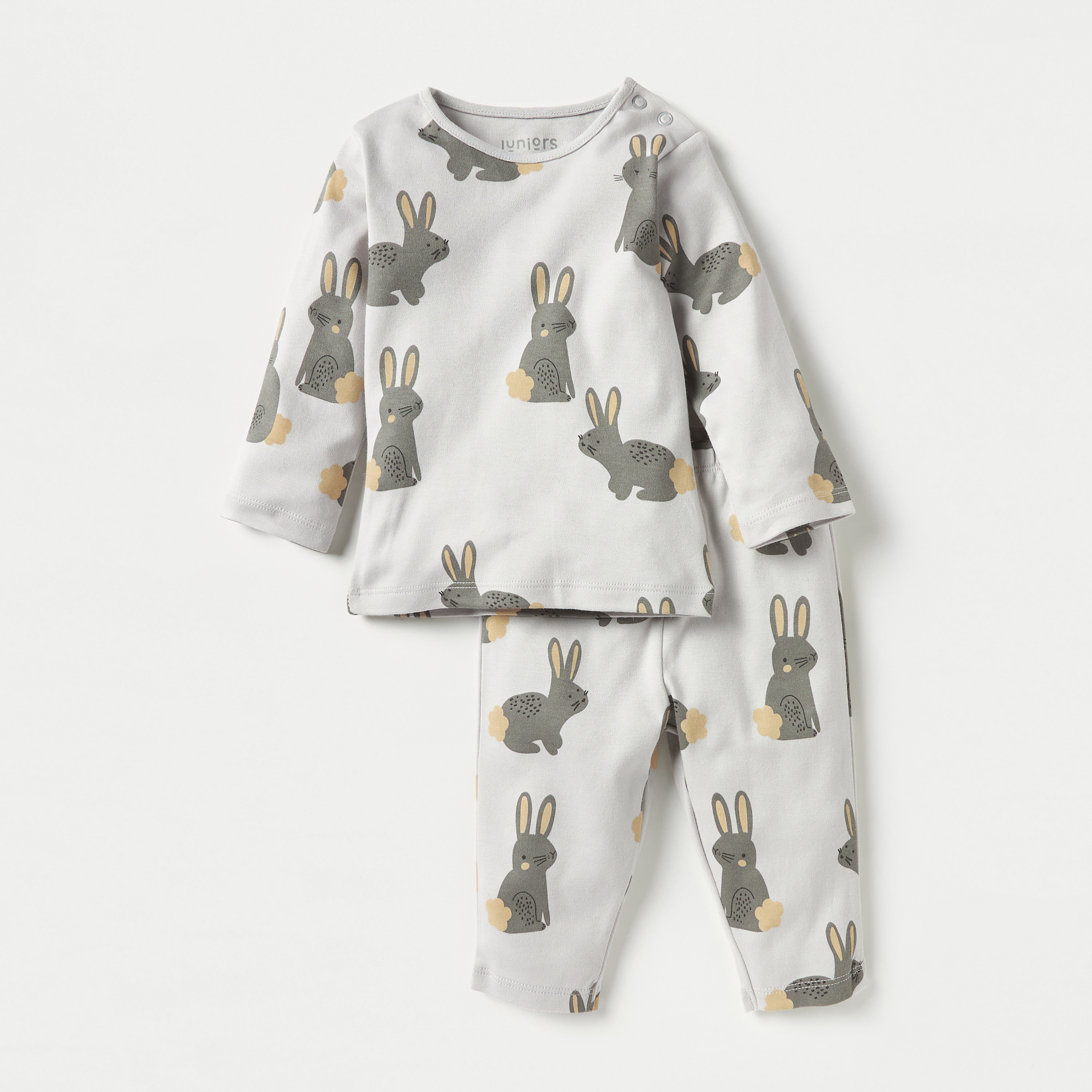 Juniors All-Over Bunny Print T-shirt and Pyjama Set-baby-girls-clothing-nightwear-pyjamasets-image-1
