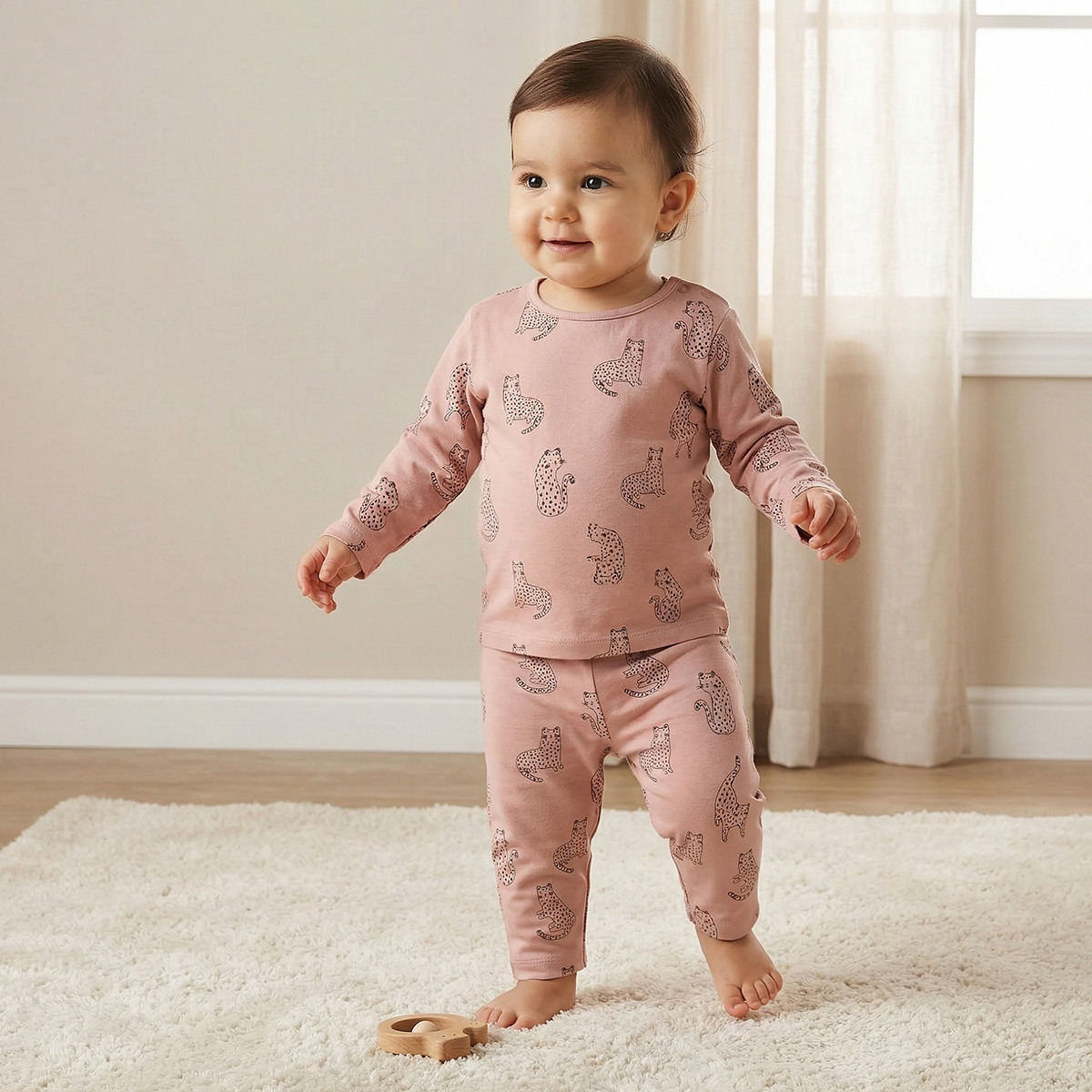 Juniors Pyjama Set with Bear Print - Cotton - Long Sleeves - Round Neck-baby-boys-clothing-nightwear-pyjamasets-image-1